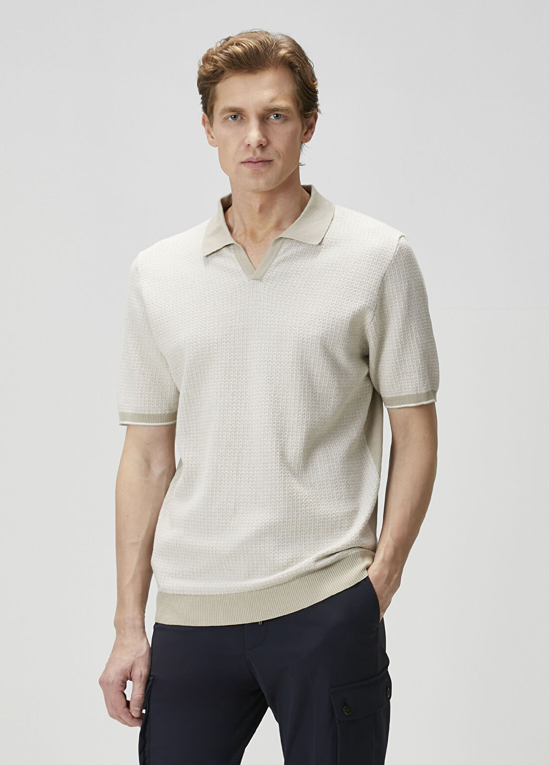 Corneliani Kırık Beyaz Polo Yaka Triko