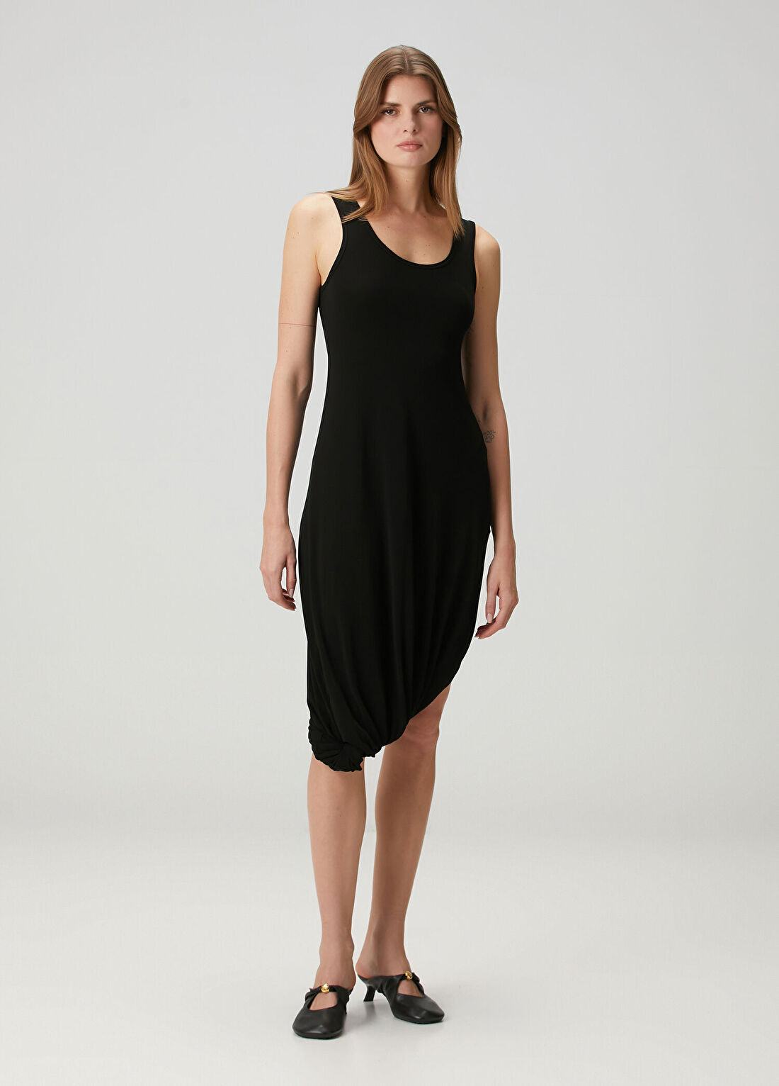 Loewe Siyah Asimetrik Krep Jersey Elbise