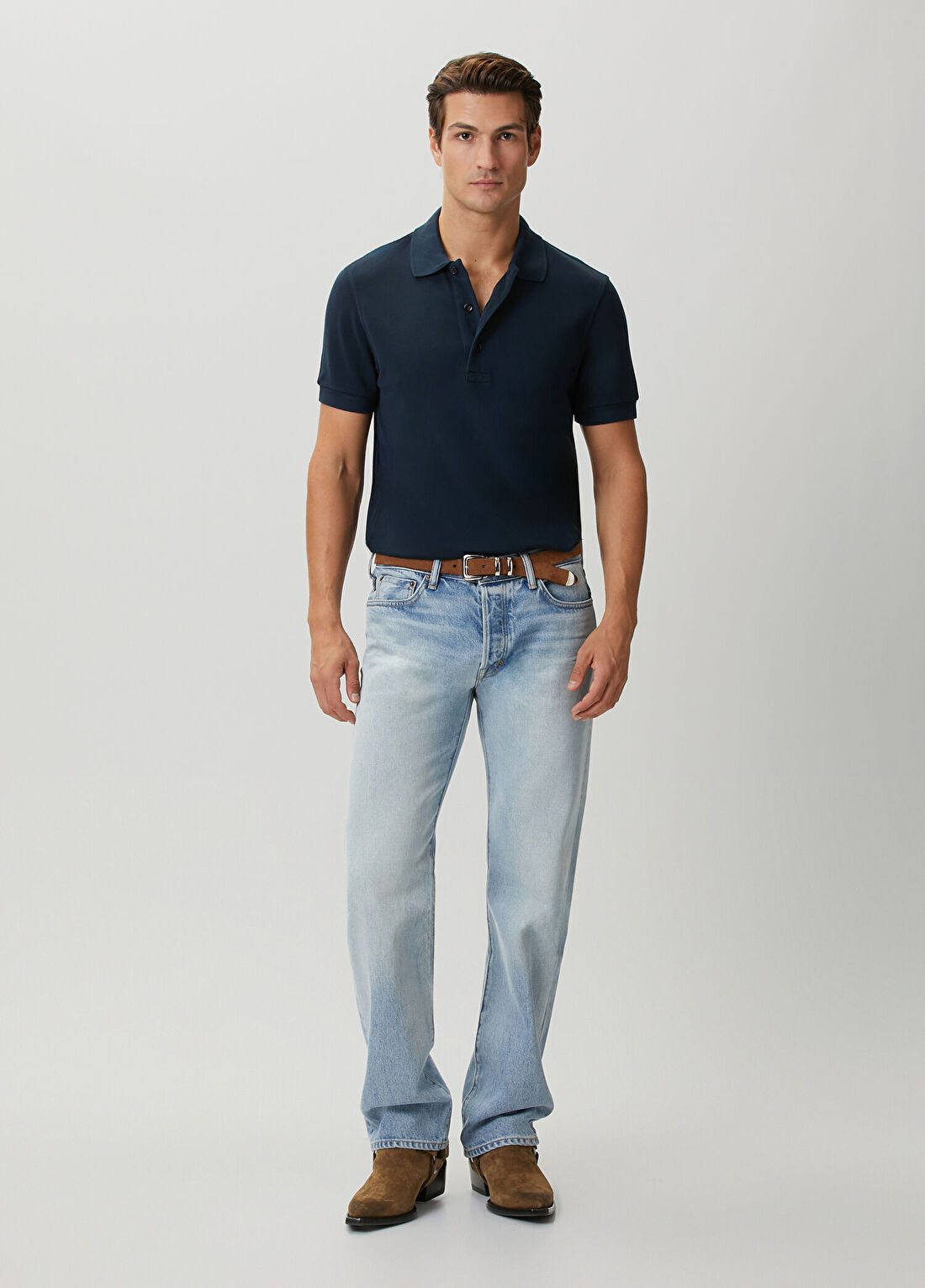 Tom Ford Lacivert Polo Yaka T-shirt görsel 2