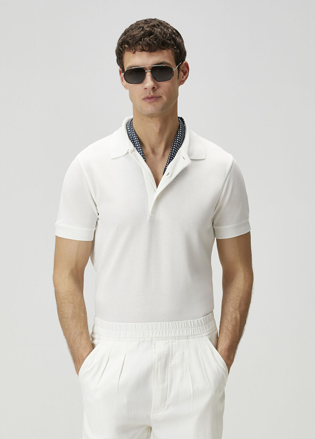 Tom Ford Kırık Beyaz Polo Yaka T-shirt