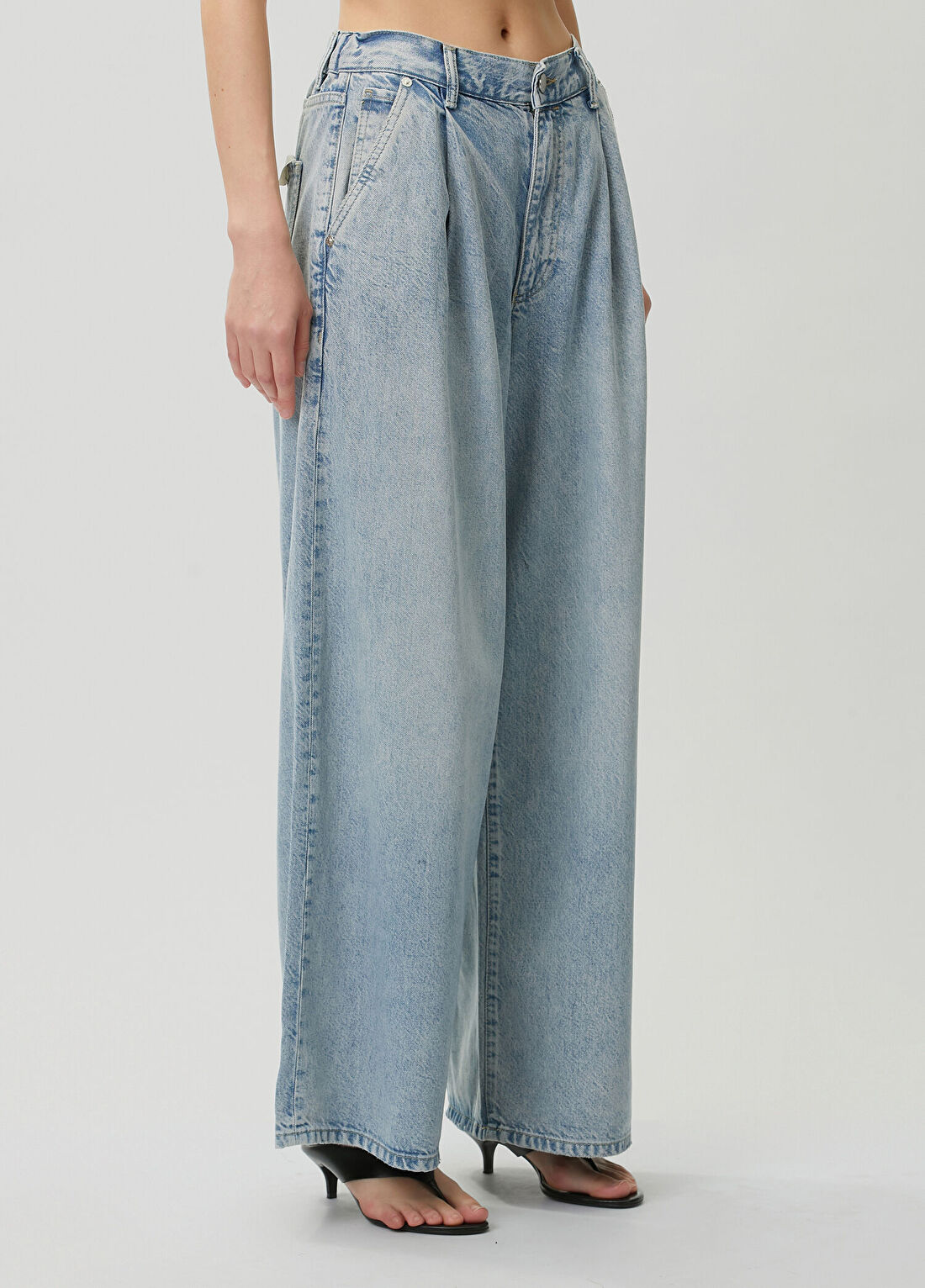 AllSaints Haze Wide Leg Mavi Jean Pantolon görsel 3