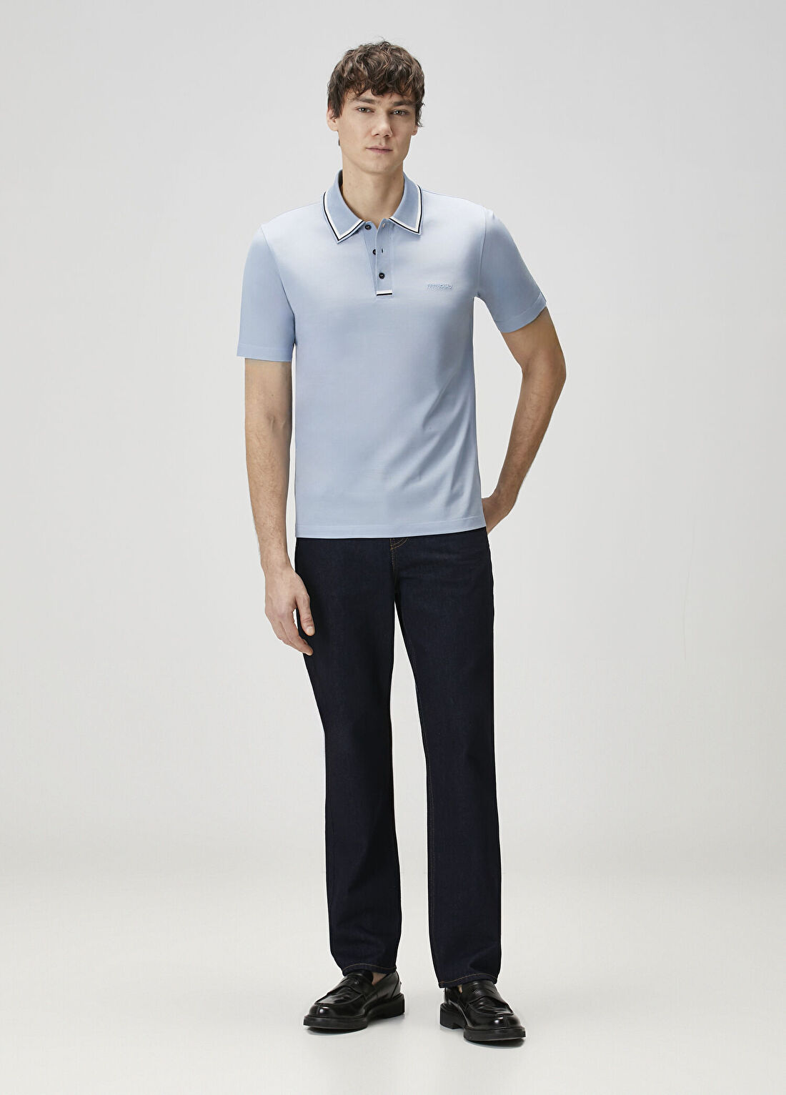 Ferragamo Mavi Polo T-shirt görsel 2