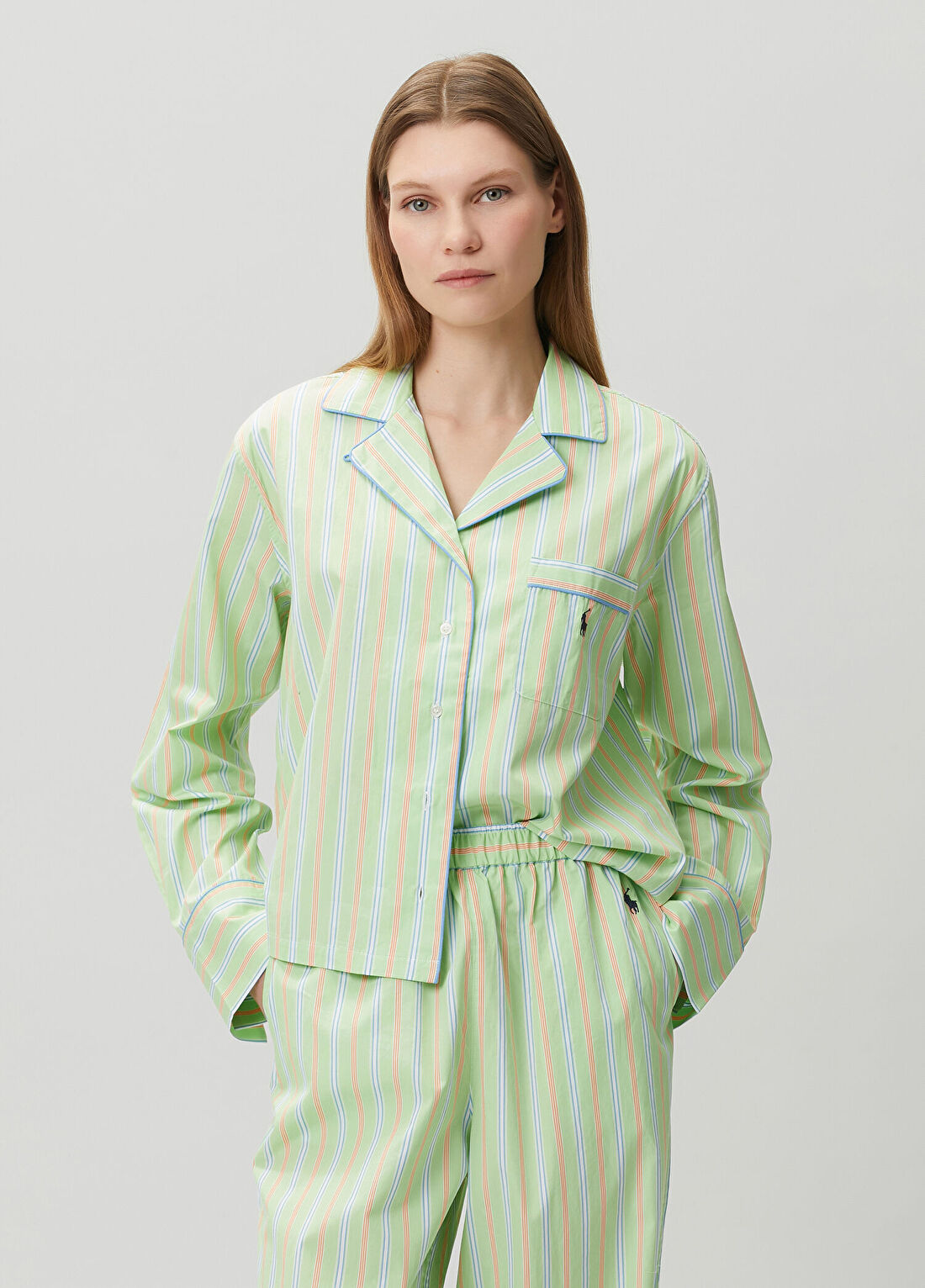 Polo Ralph Lauren-Lingerie Turuncu Yeşil 2li Pijama Seti görsel 2