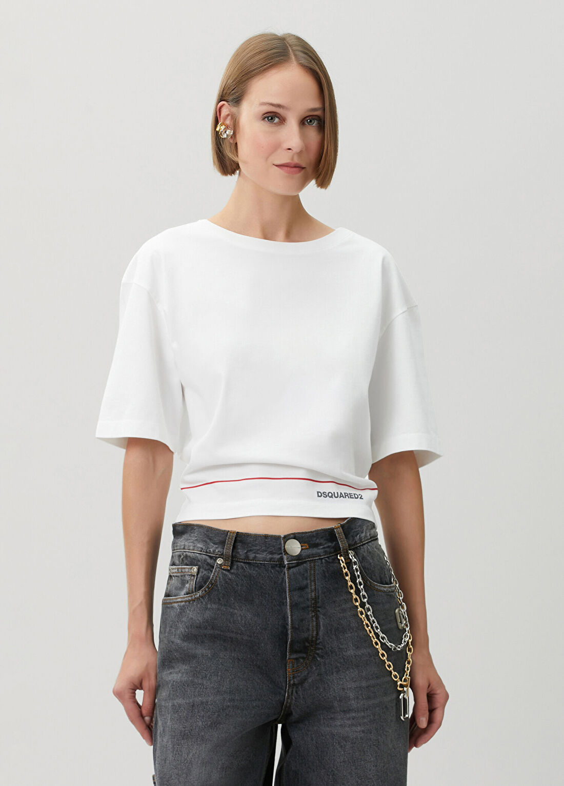 Dsquared2 Beyaz Logo Baskılı T-shirt