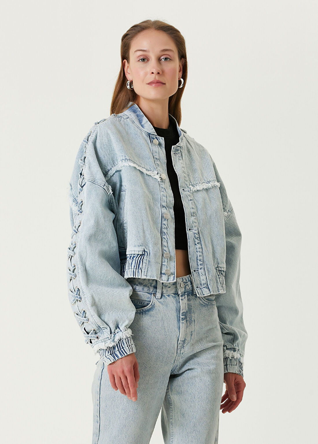 Lol Minka Mavi Denim Bomber Ceket