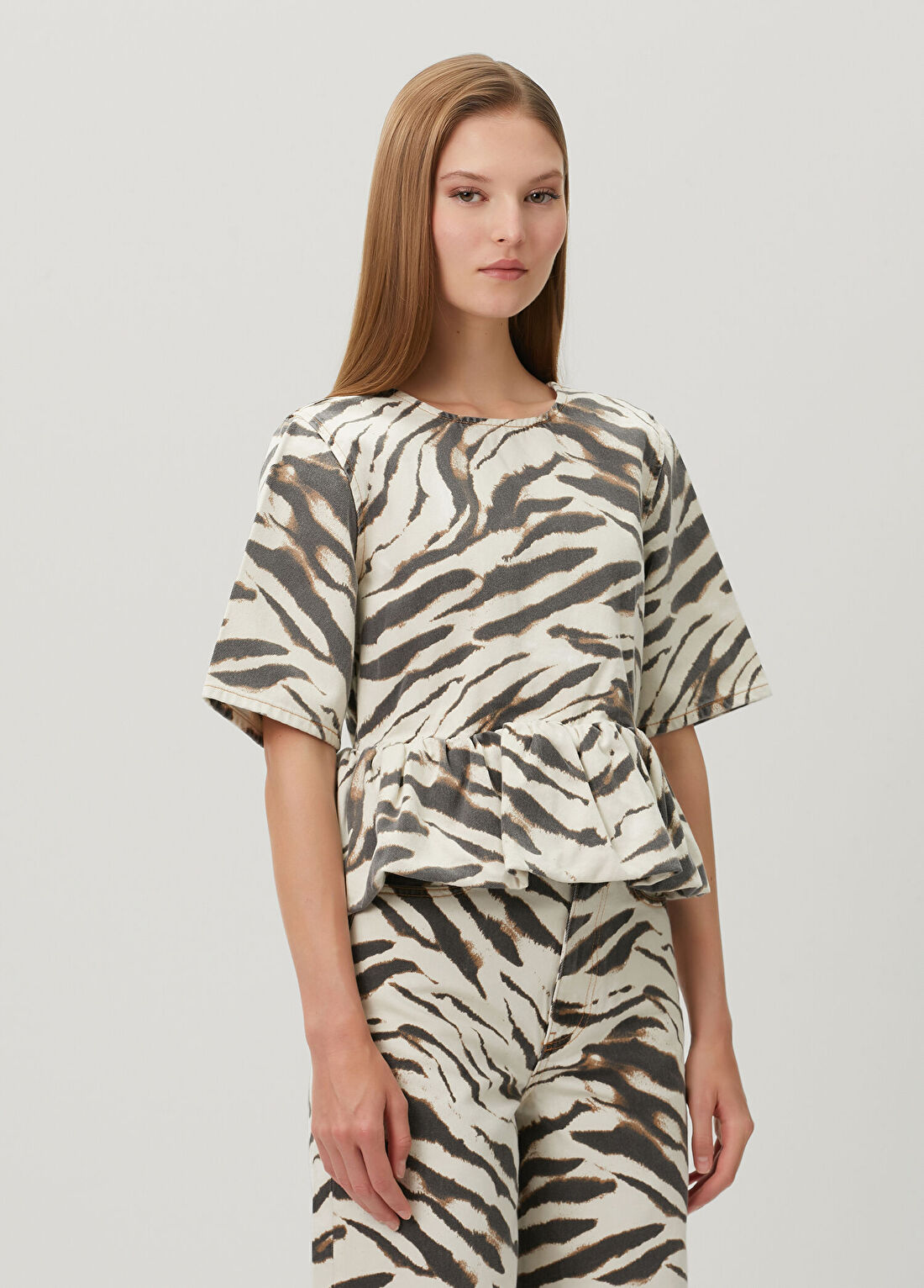 Ganni Zebra Desenli Bluz