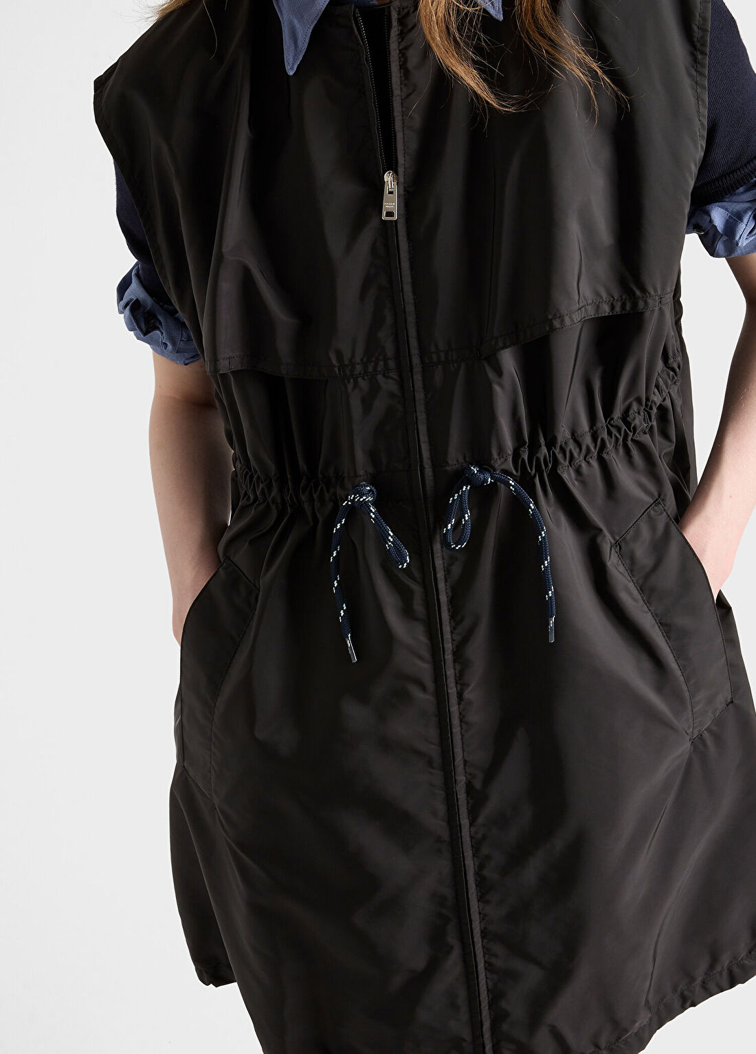 Prada Siyah Re-Nylon Kadın Mini Elbise görsel 4