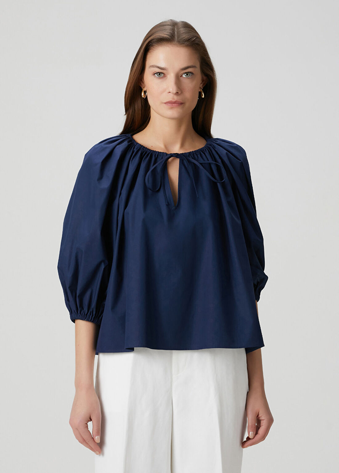 Polo Ralph Lauren Lacivert Bağcıklı Bluz