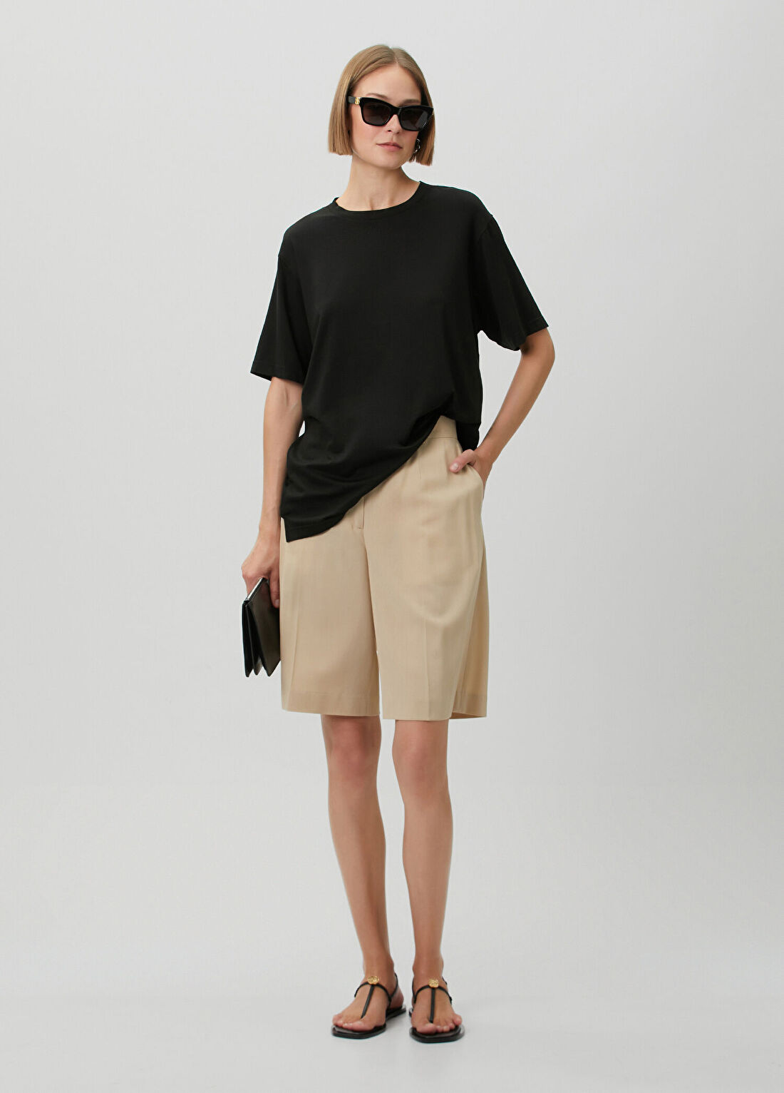 Toteme Bej Wide Leg Şort