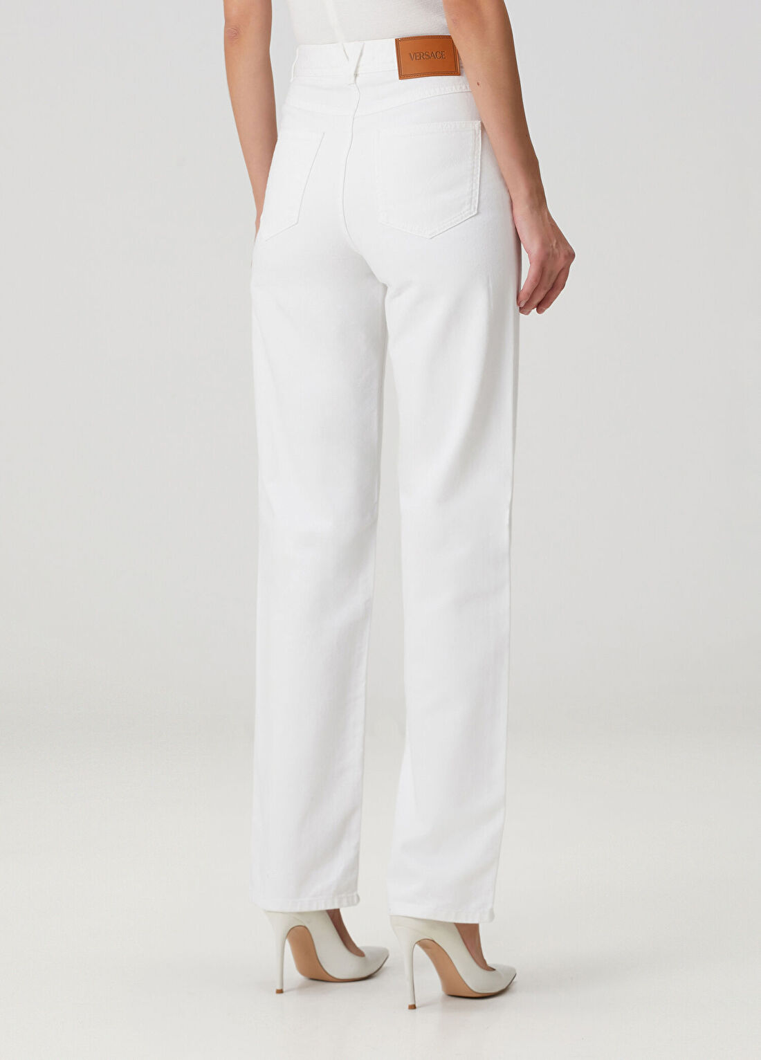 Versace Regular Fit Beyaz Jean Pantolon görsel 4