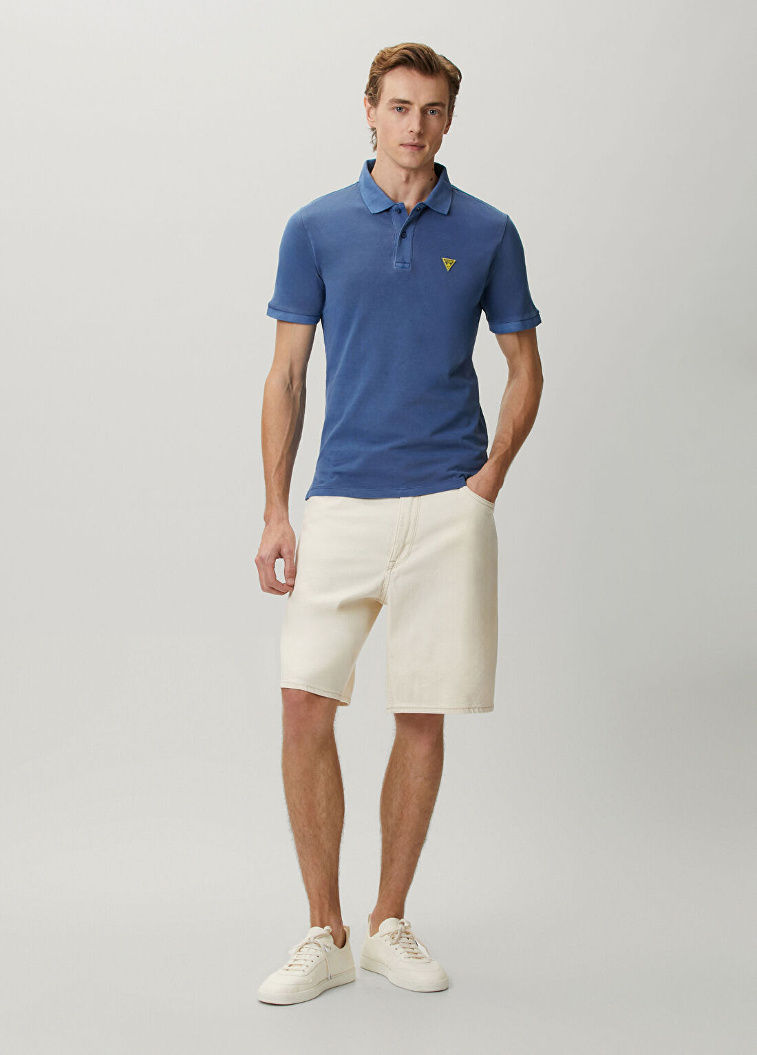 Guess Regular Fit Lacivert Polo Yaka Pike T-shirt görsel 2