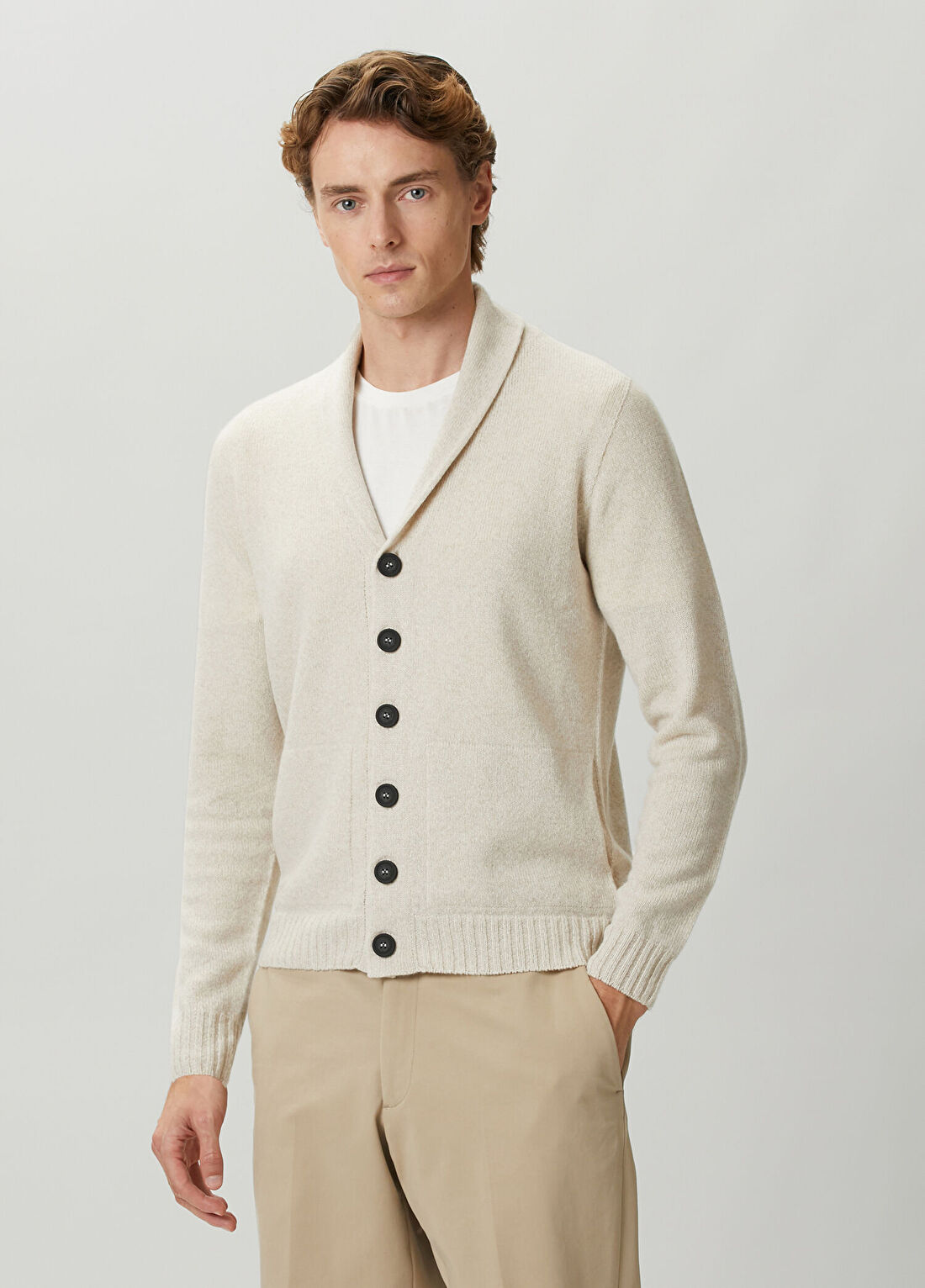 John Smedley Rockf Ekru Kaşmir Triko Hırka görsel 3