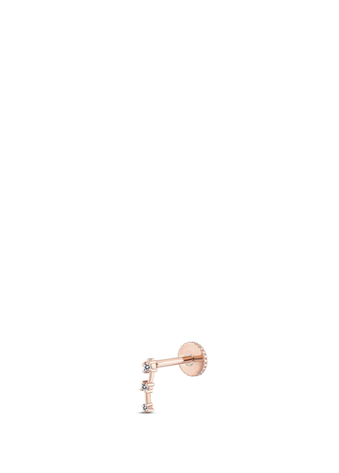 Safir Mücevher Linea Pırlanta Taşlı 14 Ayar Rose Gold Kadın Piercing Tragus Küpe