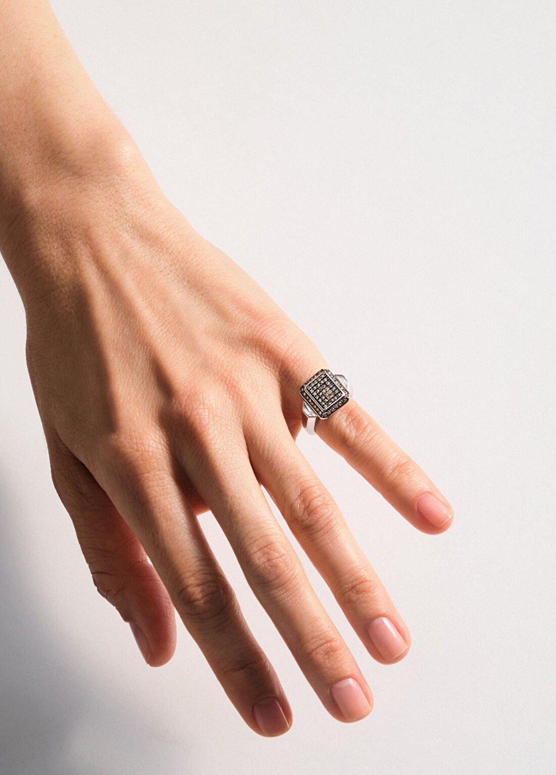 Projebir Octagon Cognac Diamonds Kadın Altın Yüzük görsel 2