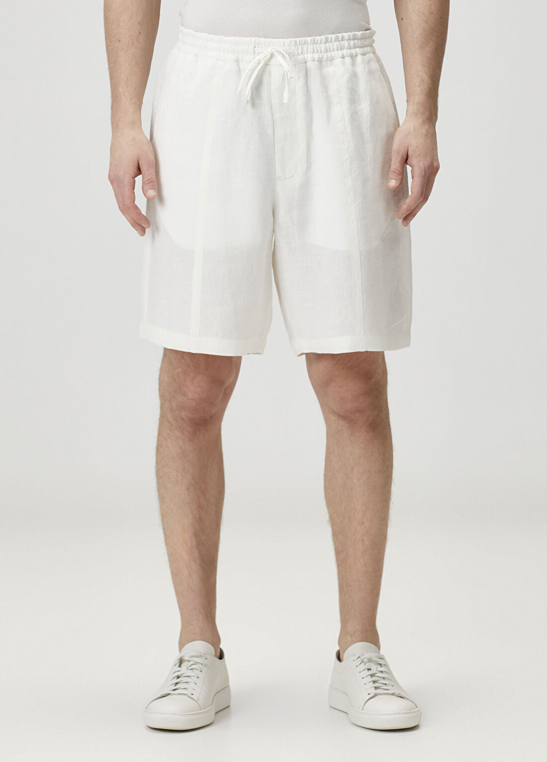 Emporio Armani Beyaz Keten Bermuda görsel 2