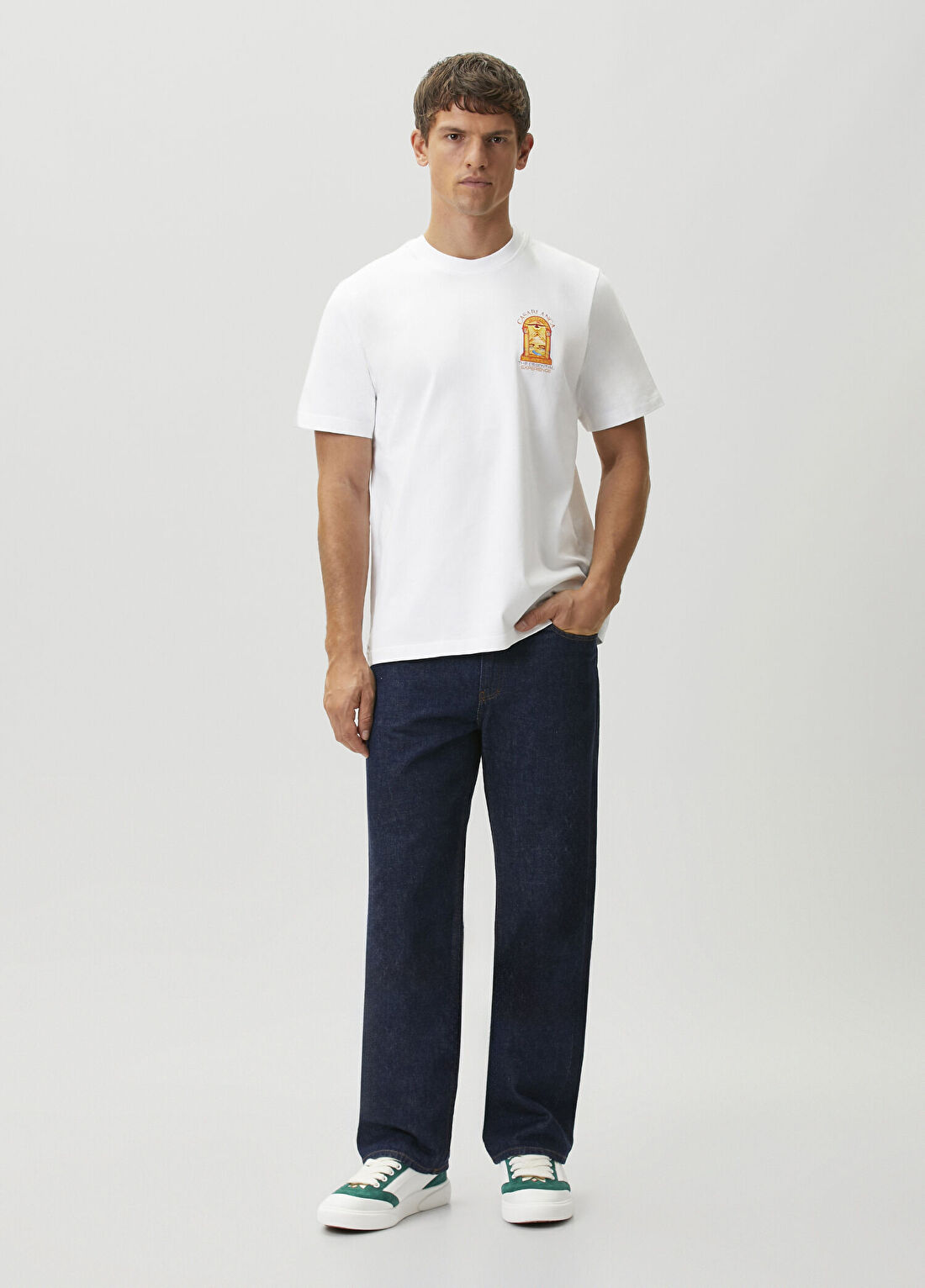 Casablanca Hermons Mirage Beyaz Logo Baskılı T-shirt