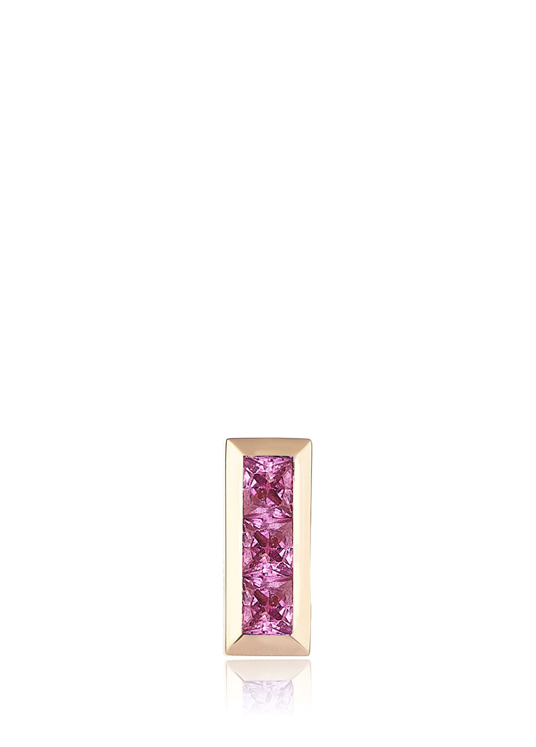 Sim&Roz Pembe Safir Bar Stud Kadın Altın Küpe