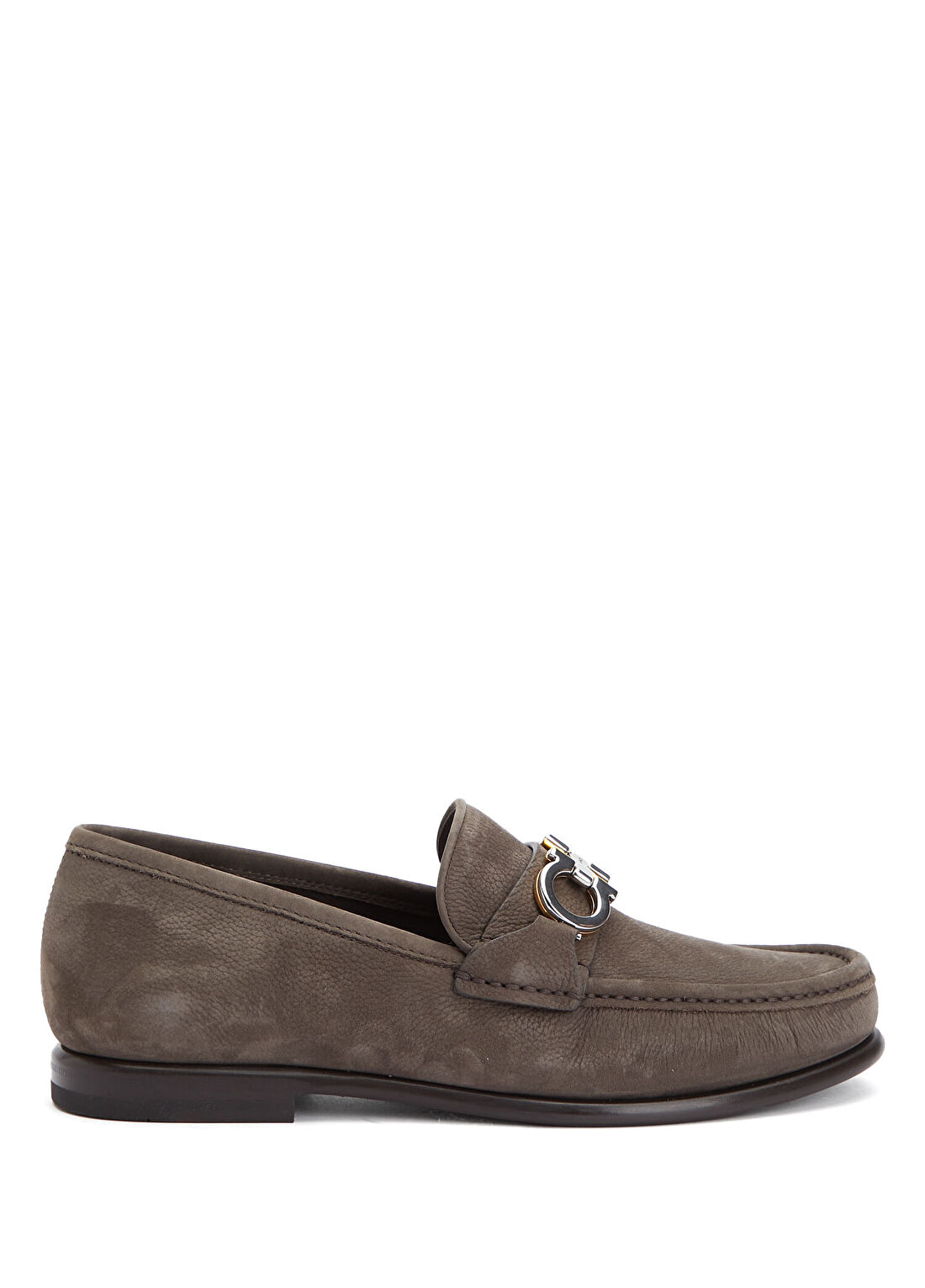Ferragamo Crown Kahverengi Erkek Nubuk Deri Loafer