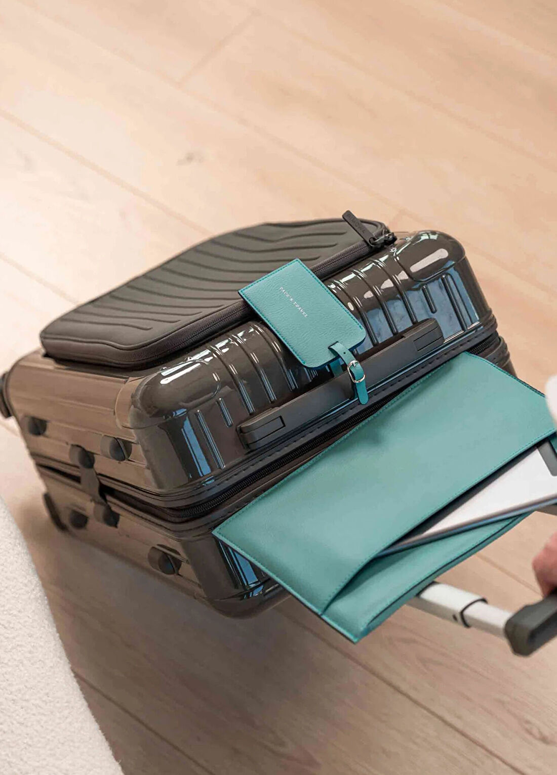 Pack'n Travel Turkuaz Deri Valiz Tagi görsel 3