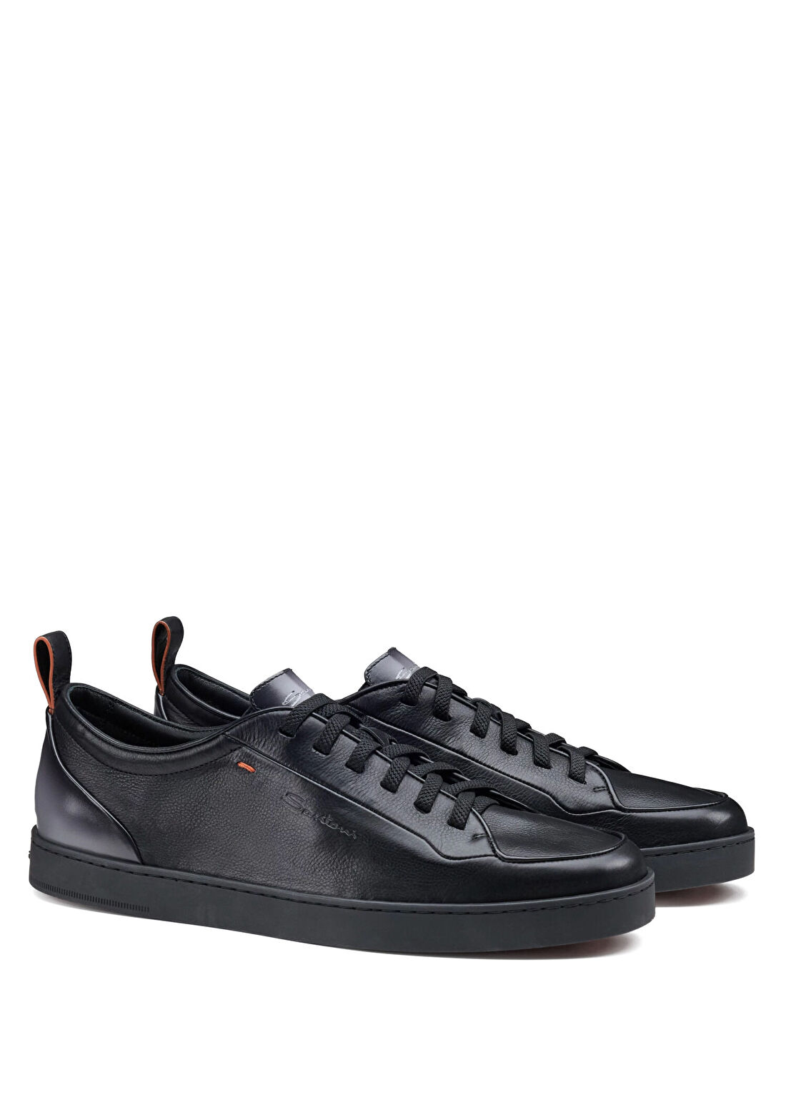 Santoni Siyah Erkek Deri Sneaker görsel 2