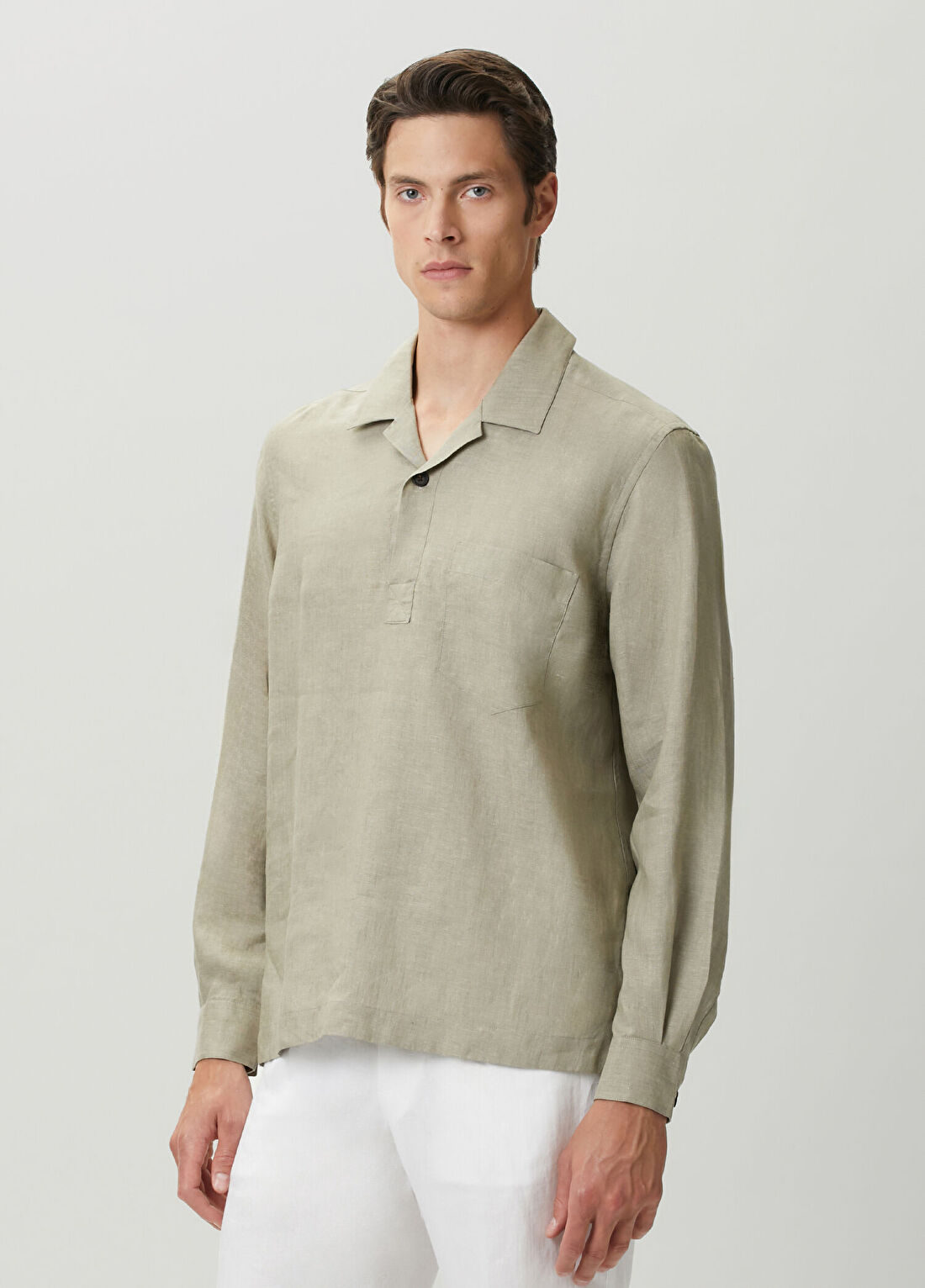 Corneliani Haki Keten Gömlek