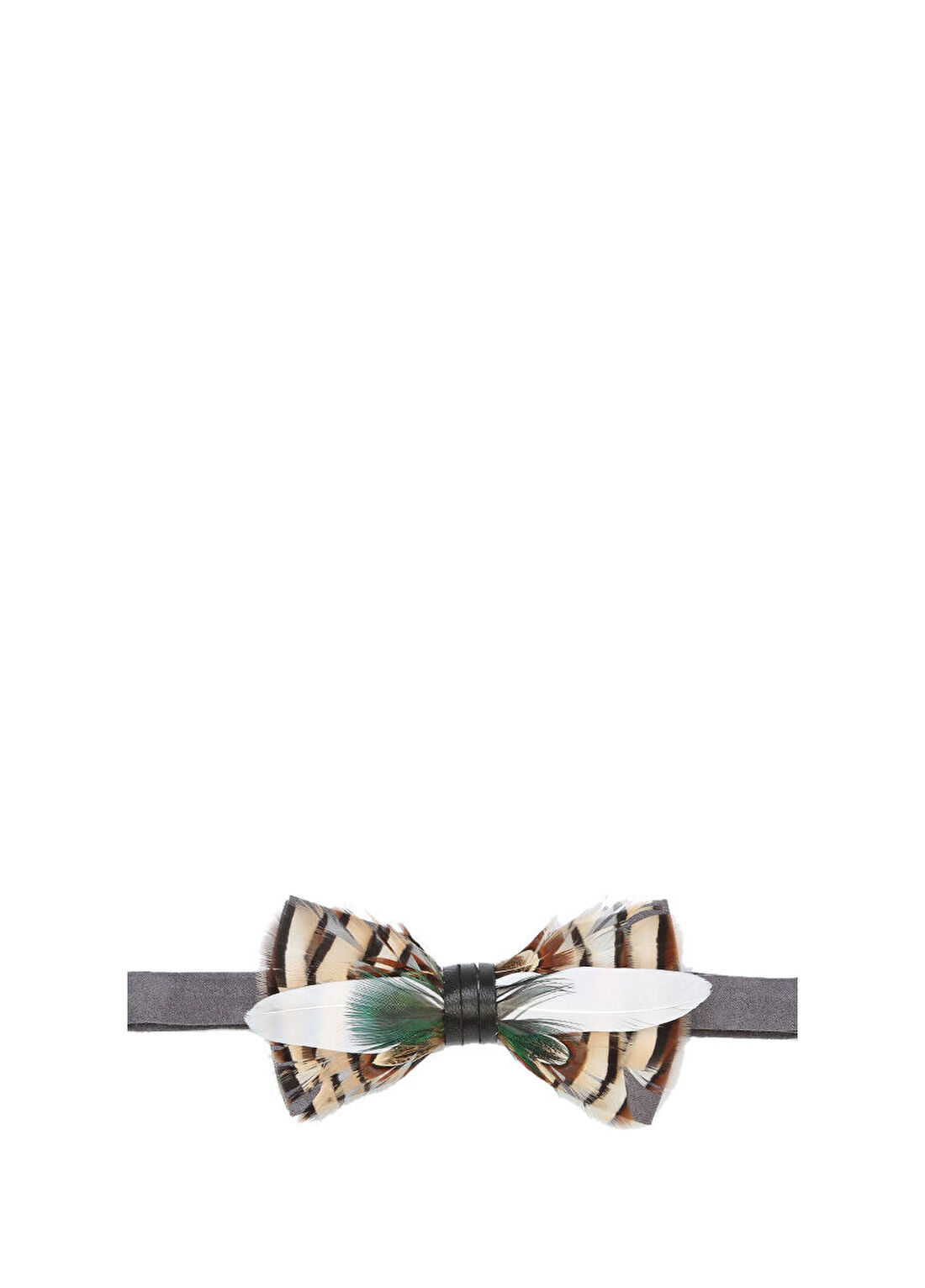 genius-bowtie Gri Kuş Tüyü Detaylı Süet Papyon