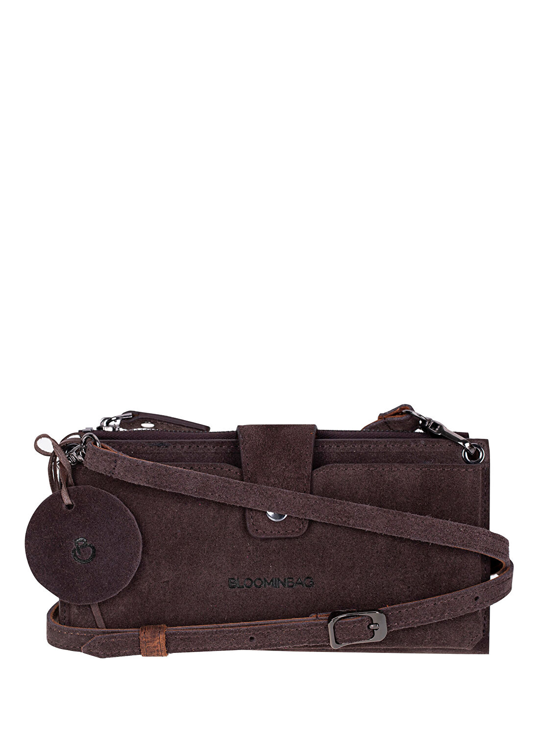Bloominbag Mocha Still Lozan Kahverengi Süet Çapraz Askılı Telefon Bölmeli Kadın Cüzdan Çanta