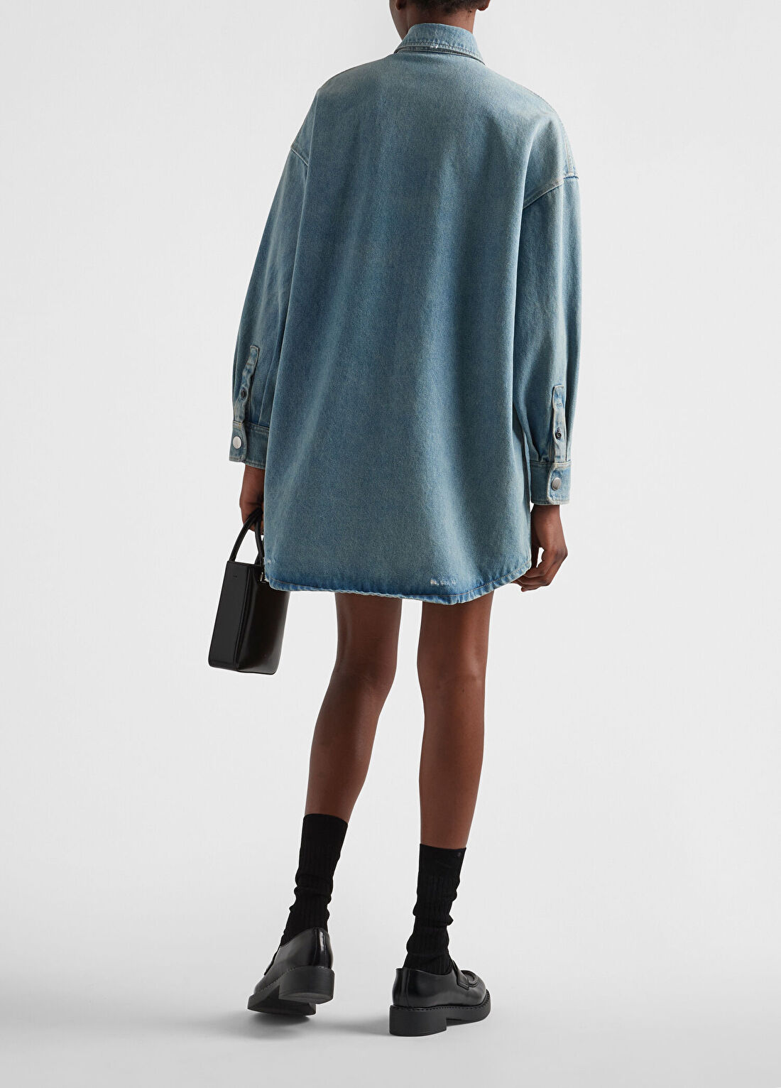 Prada Oversize Organik Denim Kadın Gömlek görsel 3