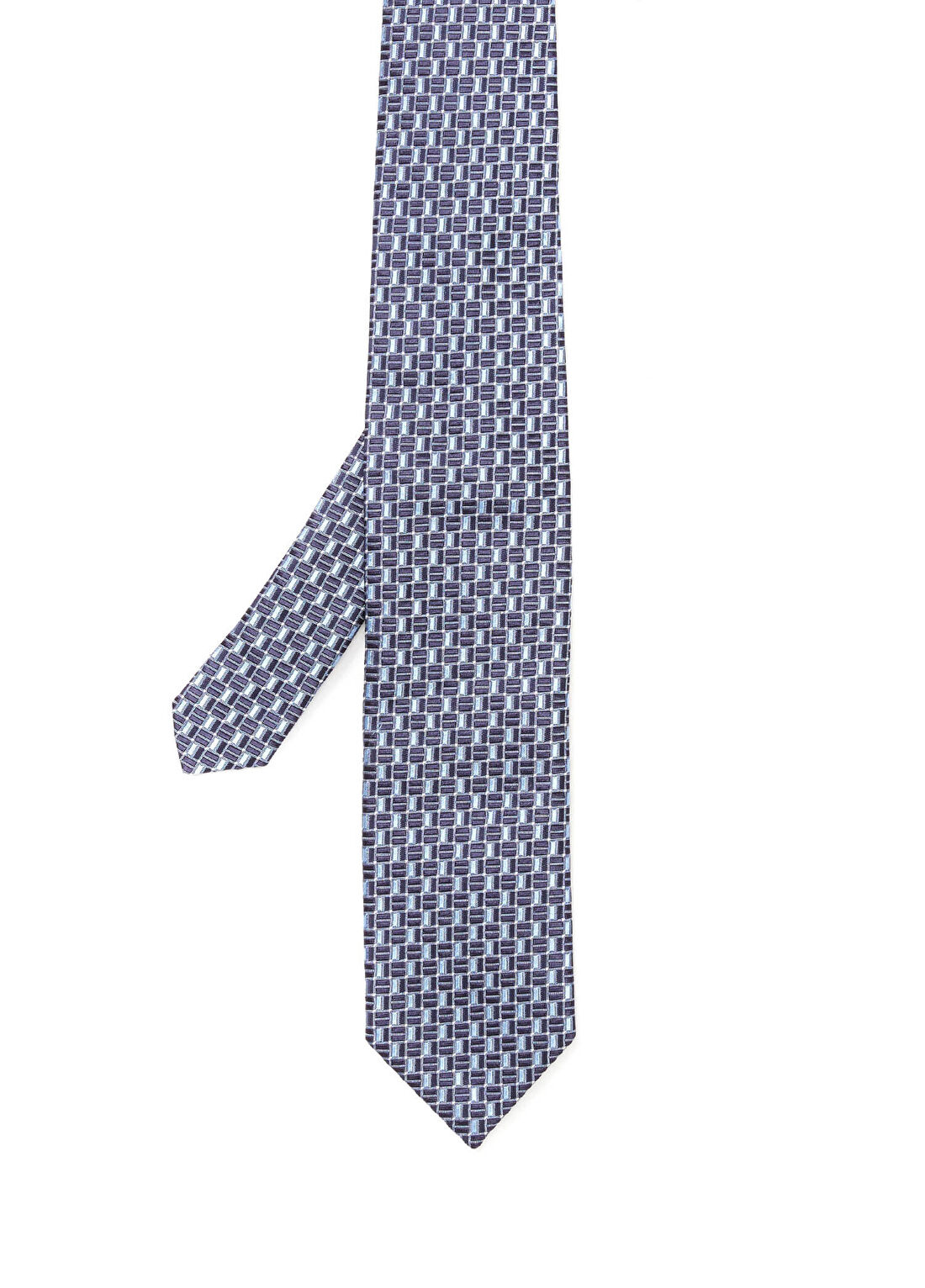 Corneliani Gri Geometrik Desenli İpek Kravat