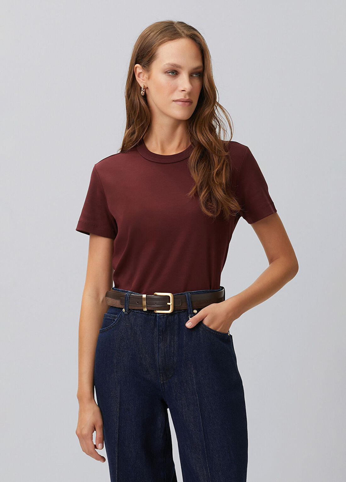 Network Bordo Basic T-shirt görsel 4