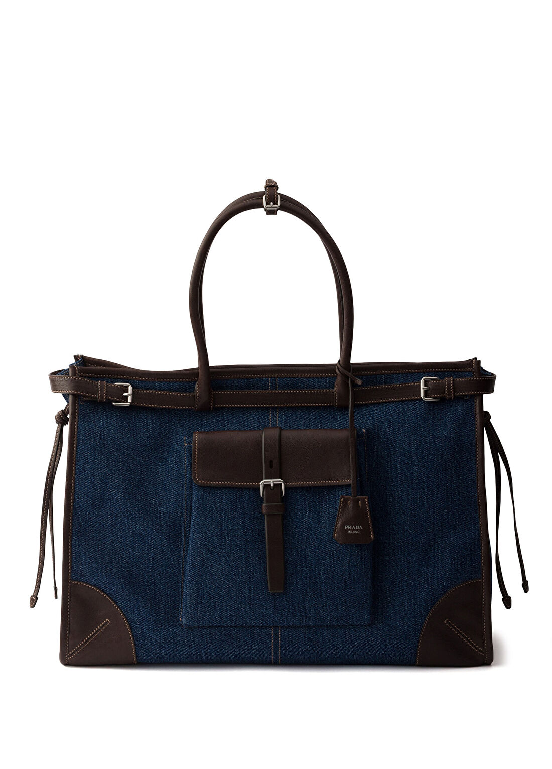 Prada Bonnie Denim ve Deri Erkek Tote Omuz Çantası