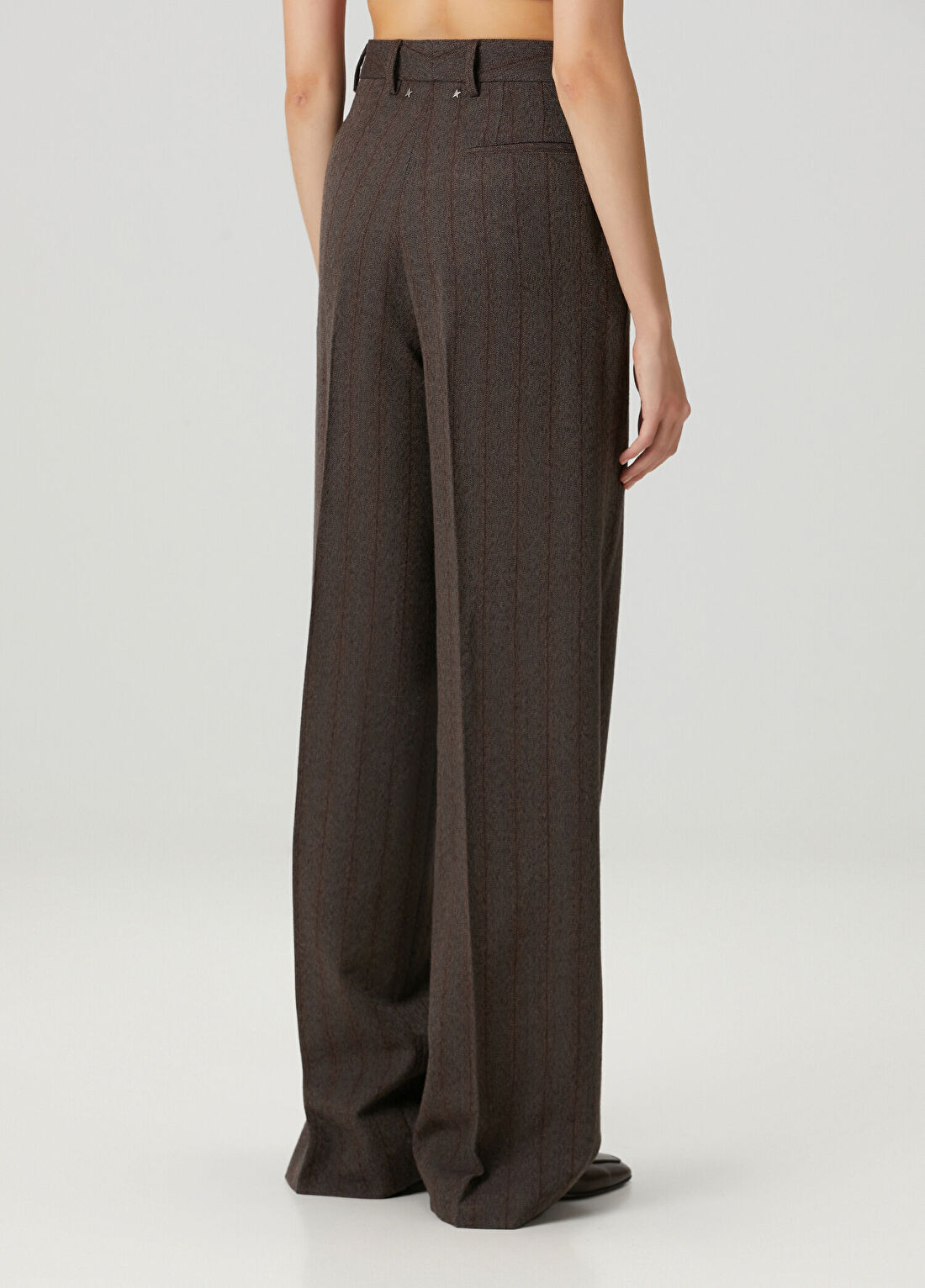 Golden Goose Journey Koyu Kahverengi Wide Leg Yün Pantolon görsel 4
