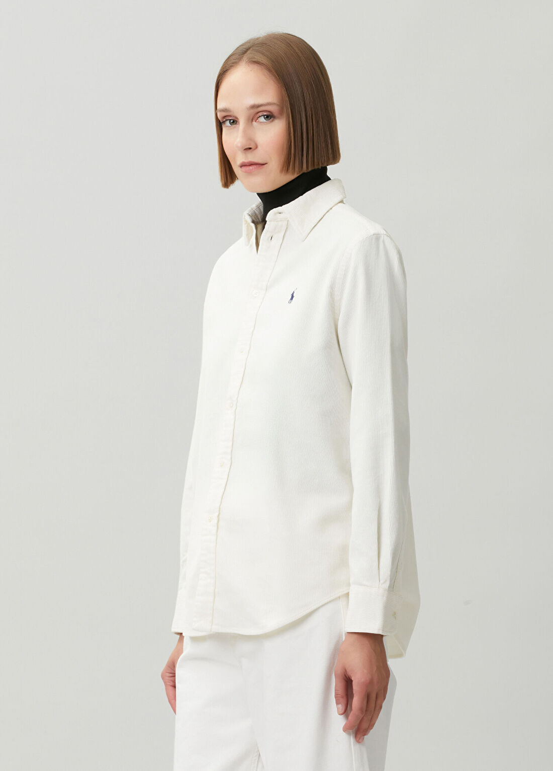 Polo Ralph Lauren Kırık Beyaz Fitilli Kadife Gömlek görsel 3