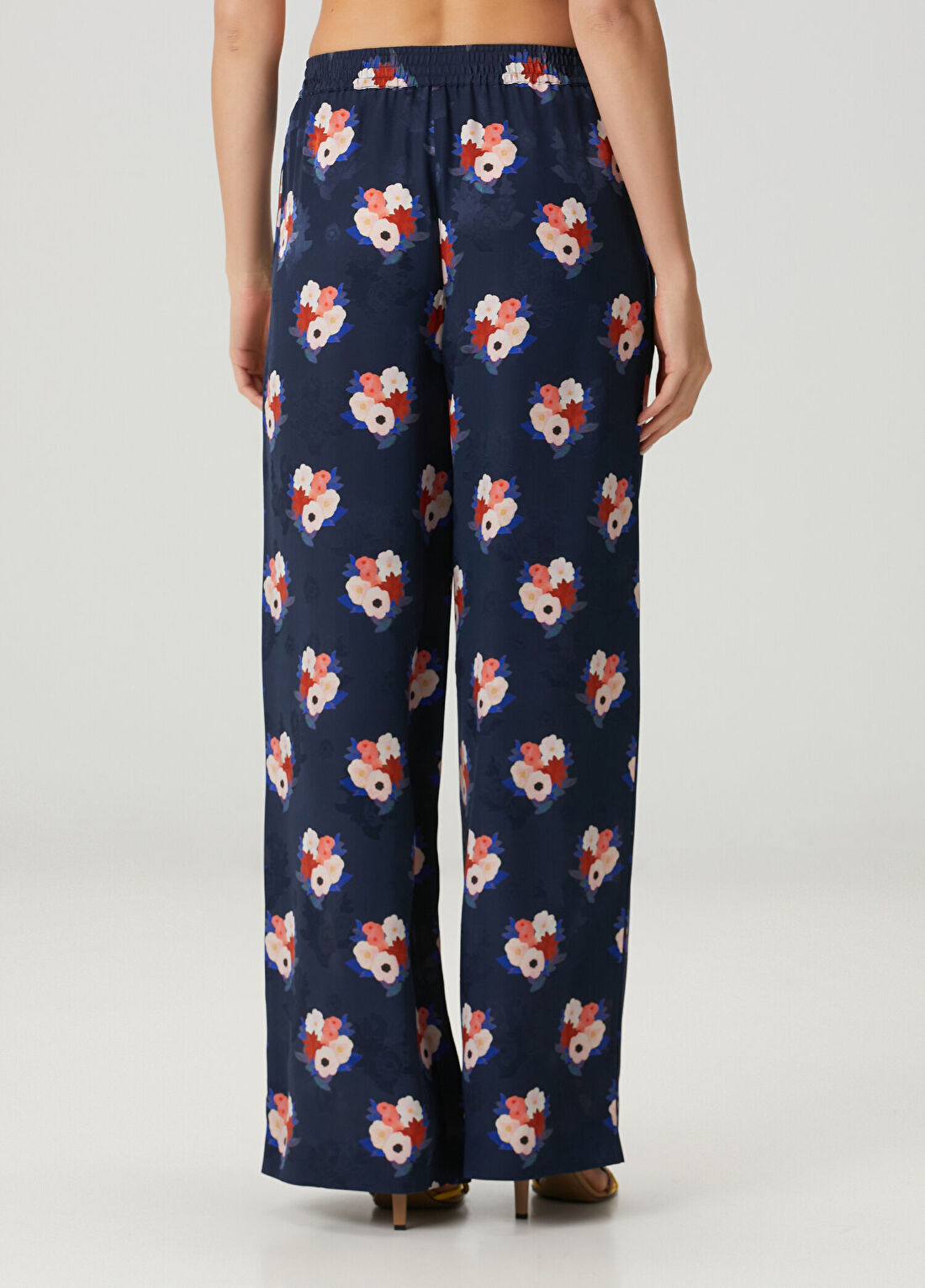 Fendi Lacivert Çiçekli İpek Pantolon görsel 4