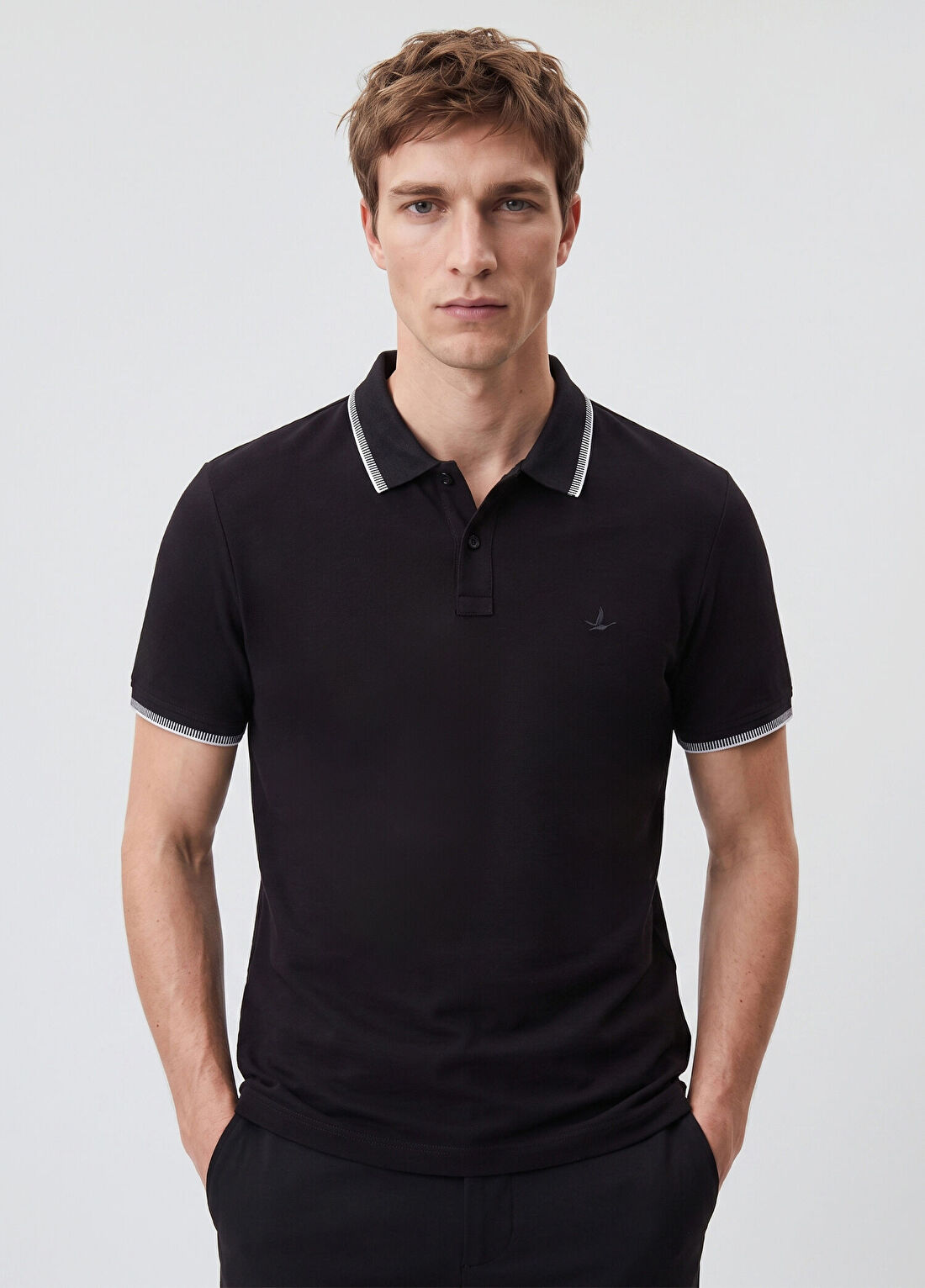 Beymen Club Siyah Comfort Fit İnce Ottomon Polo T-shirt görsel 2
