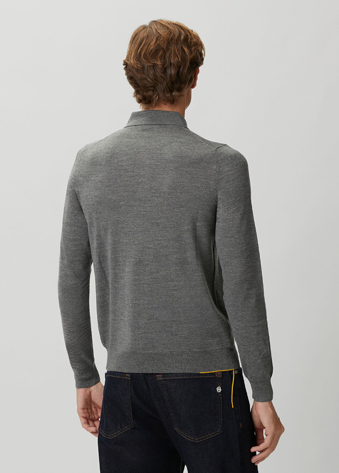Fendi Gri Basic Yün Polo Triko görsel 4