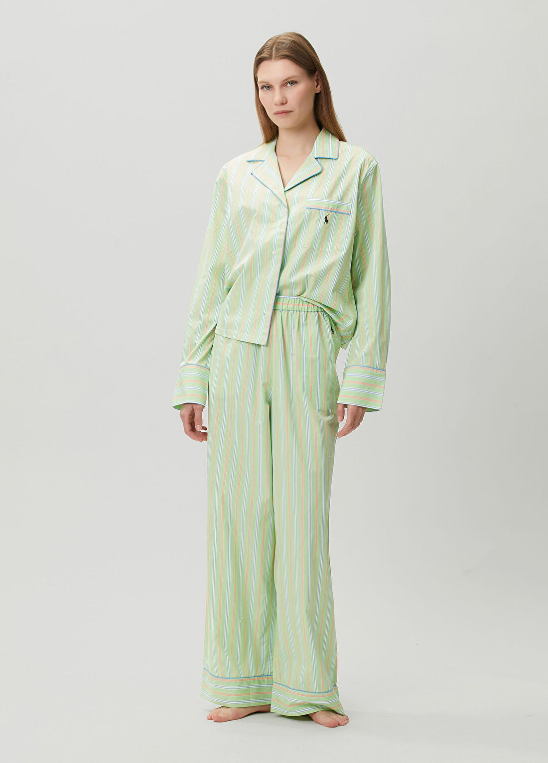 Polo Ralph Lauren-Lingerie Turuncu Yeşil 2li Pijama Seti