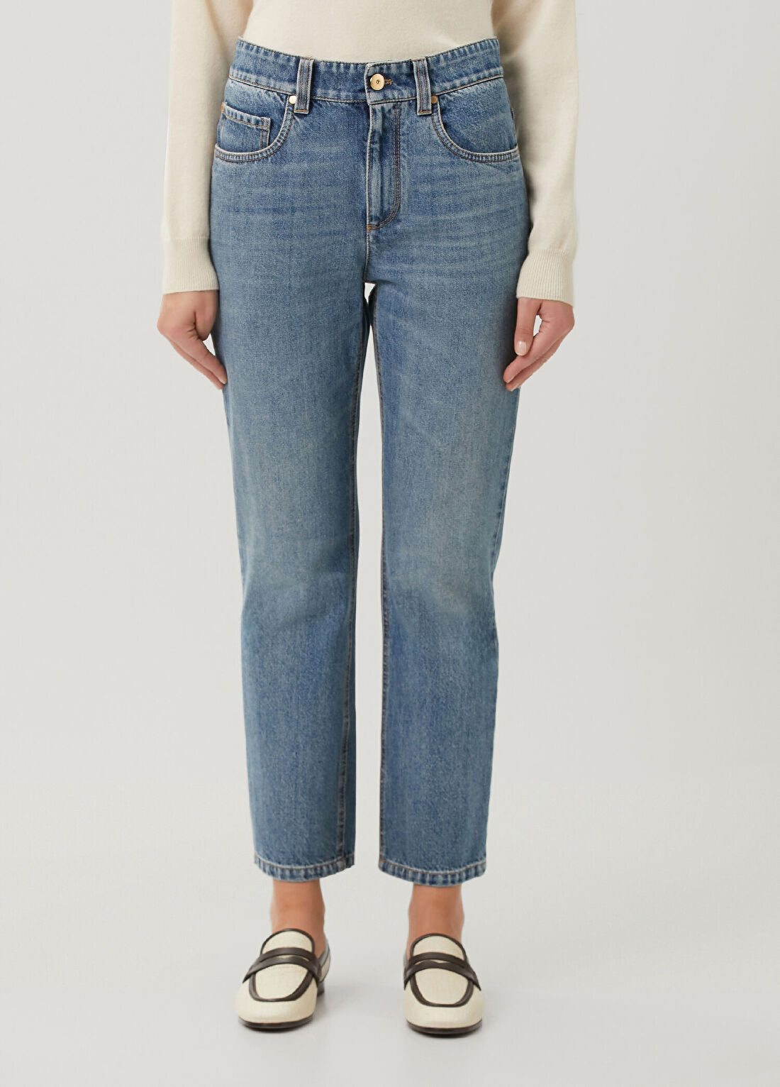 Brunello Cucinelli Mavi Straight Leg Jean Pantolon görsel 2