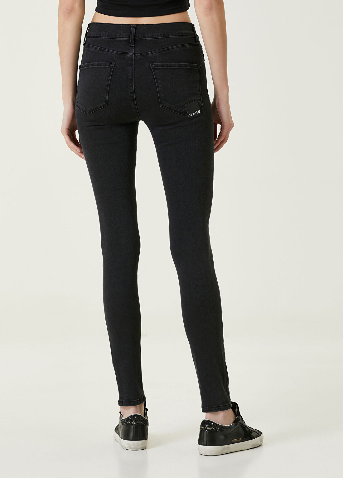 Dare London Fierce Gri Dar Paça Kadın Jean Pantolon görsel 4