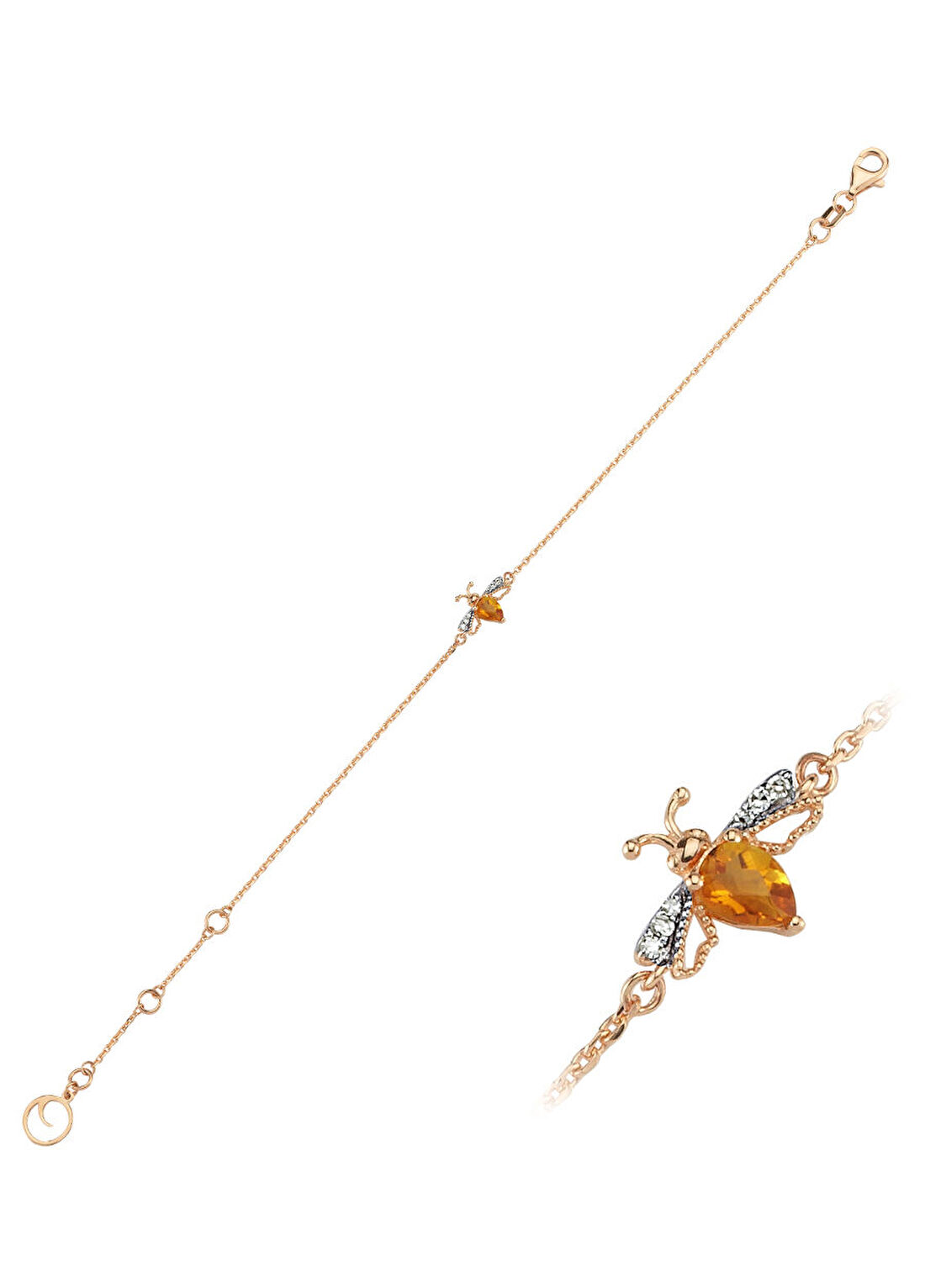 Bee Goddess Honey Pırlantalı Renkli Taşlı Kadın Altın Bileklik görsel 2