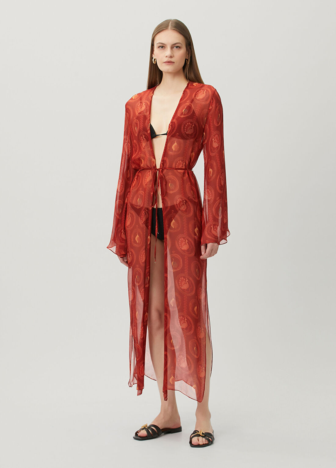 Movom Mayura Kırmızı Şifon Kimono