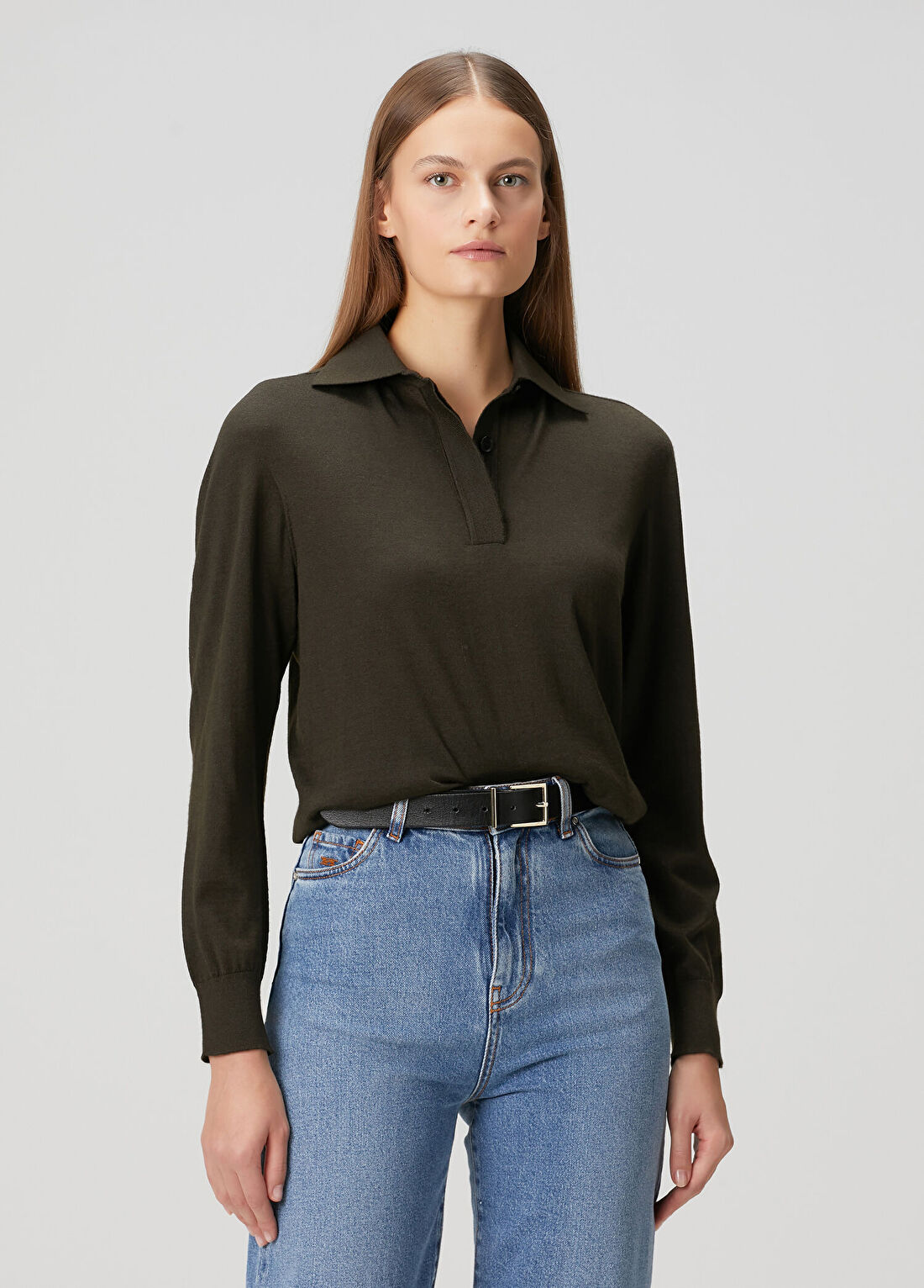 Kiton Koyu Yeşil Polo Yaka Kaşmir Triko