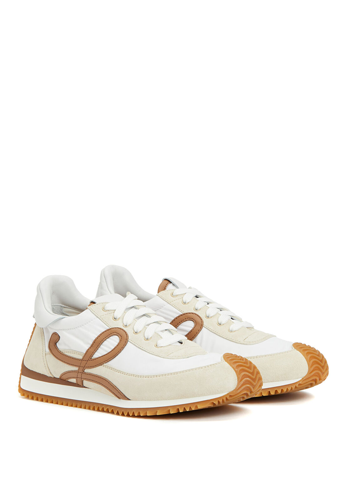 Loewe Flow Runner 2 Kahverengi Beyaz Kadın Deri Sneaker görsel 2