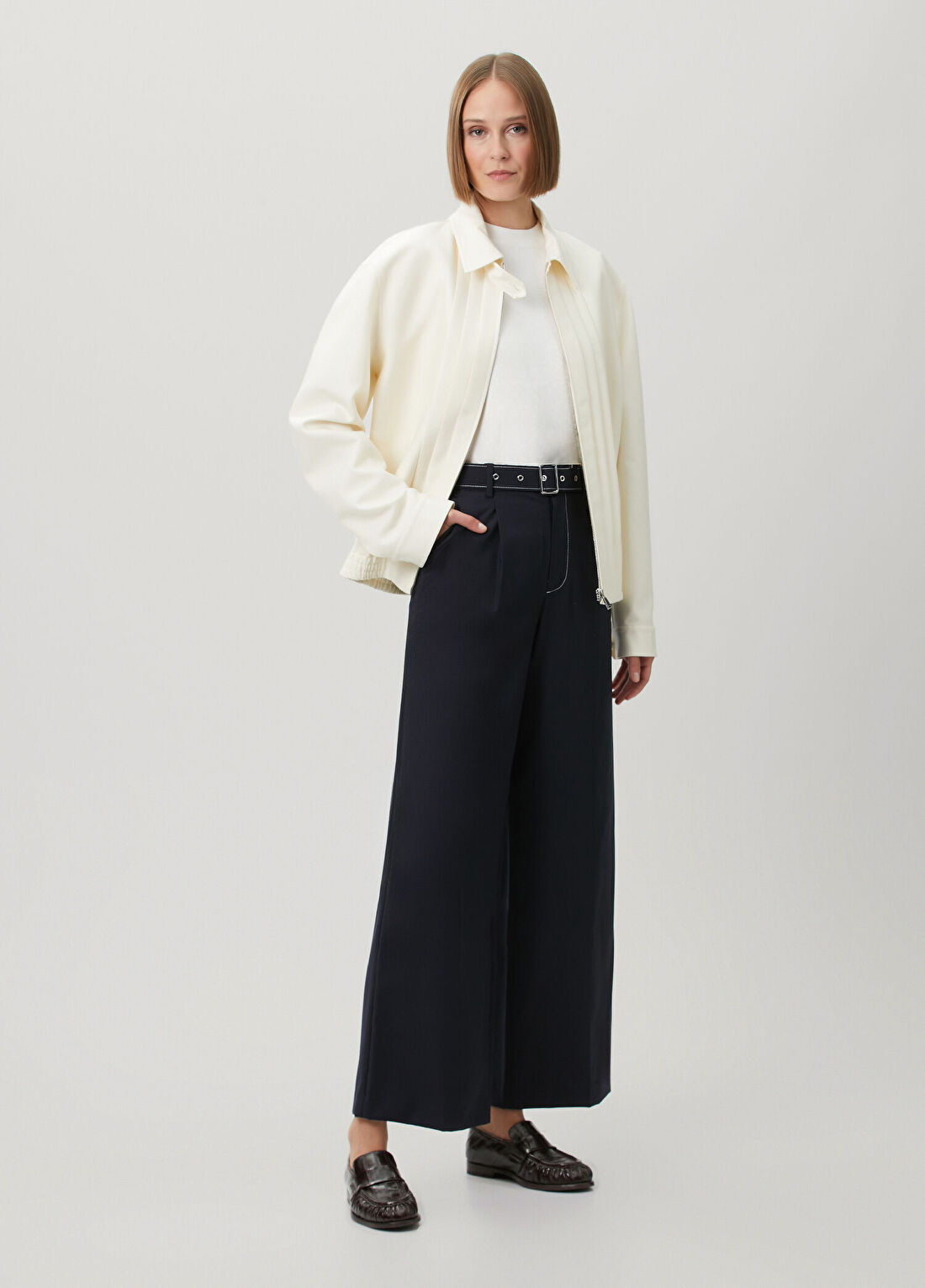Mithridate Lacivert Wide Leg Yün Pantolon
