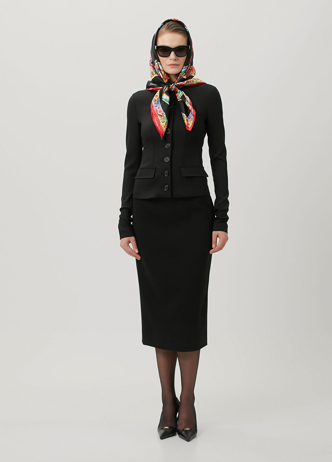Dolce&Gabbana Siyah Midi Yün Kalem Etek