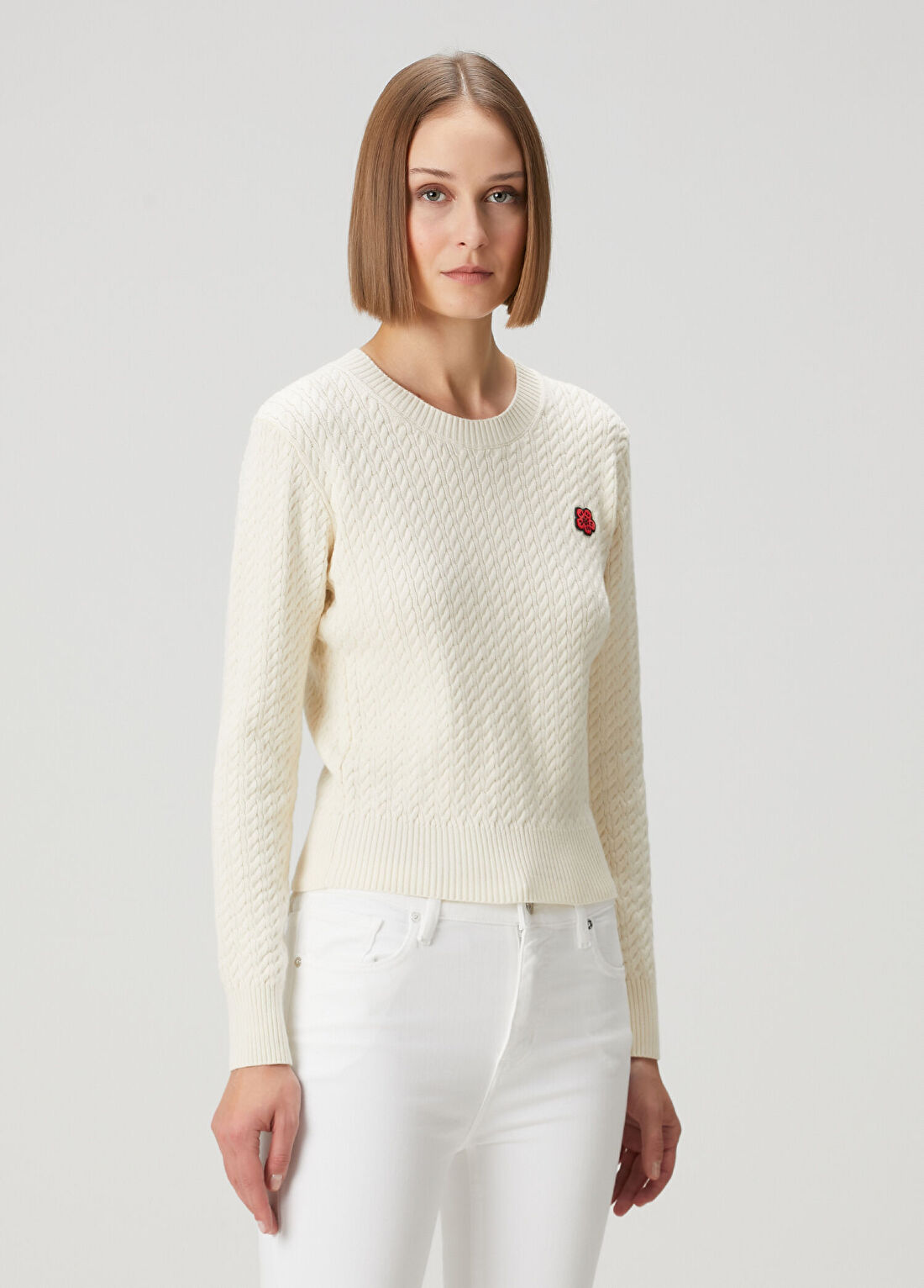 Kenzo Boke Flower Ekru Saç Örgü Triko görsel 3