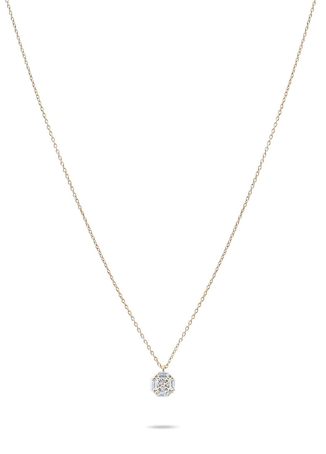 Safir Mücevher Anka Baget 14 Ayar Rose Gold Pırlanta Kadın Kolye