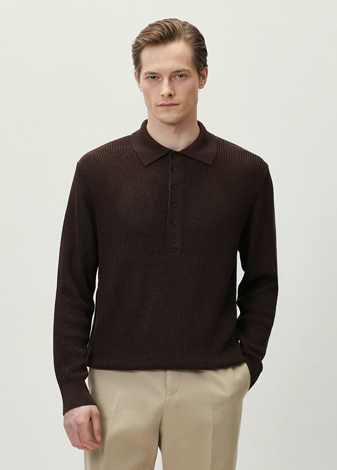 Ferragamo Kahverengi Polo Yaka Triko
