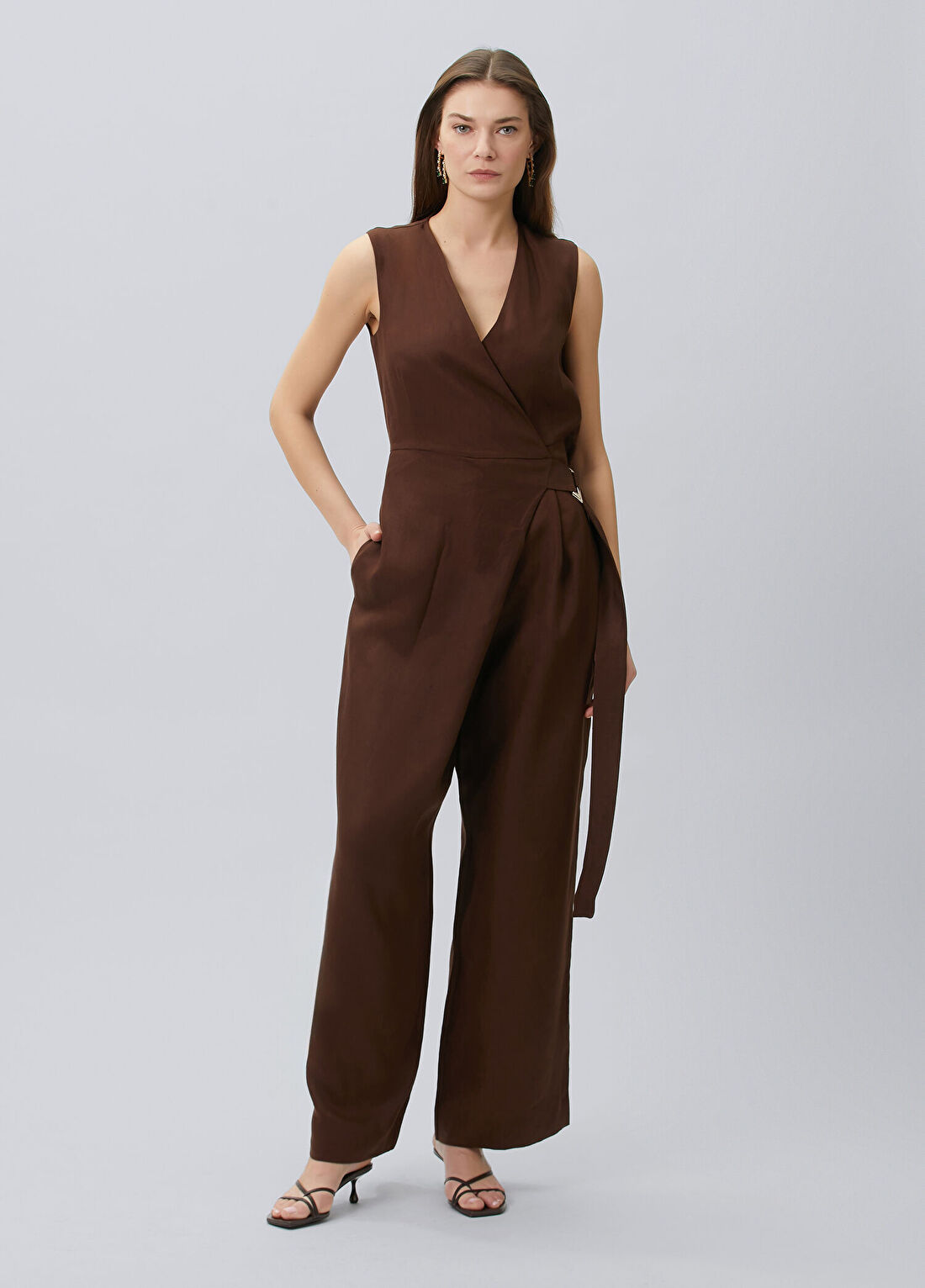 Beymen Collection Kahverengi Keten Tulum