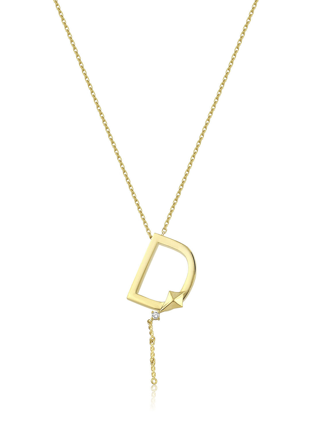 Bendis Design Deniz D Harfi Gold 925 Ayar Gümüş Kadın Kolye